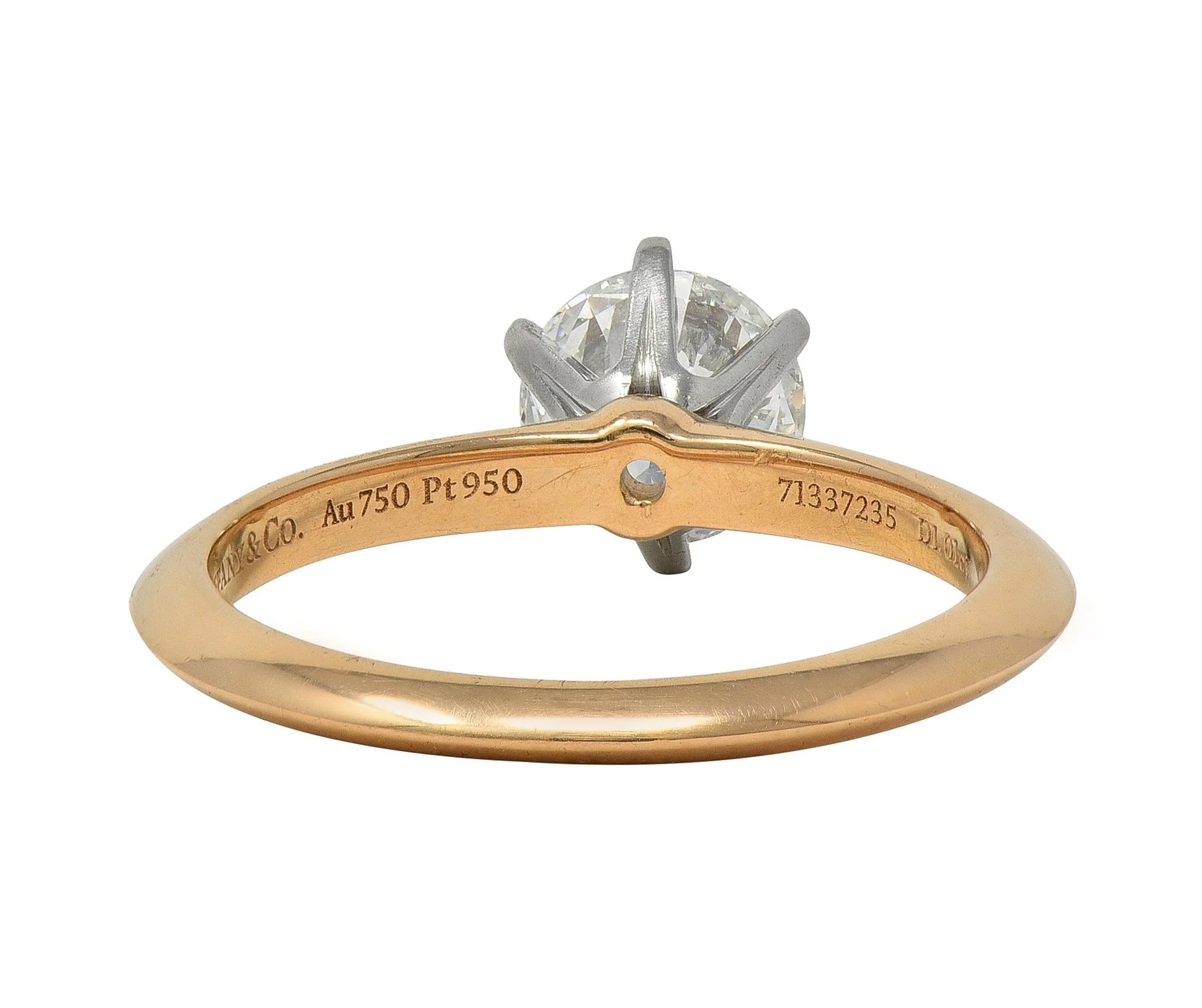 Tiffany & Co. 1.01 CT Diamond Platinum 18 Karat Yellow Gold Solitaire Engagement Ring GIA - Image 4