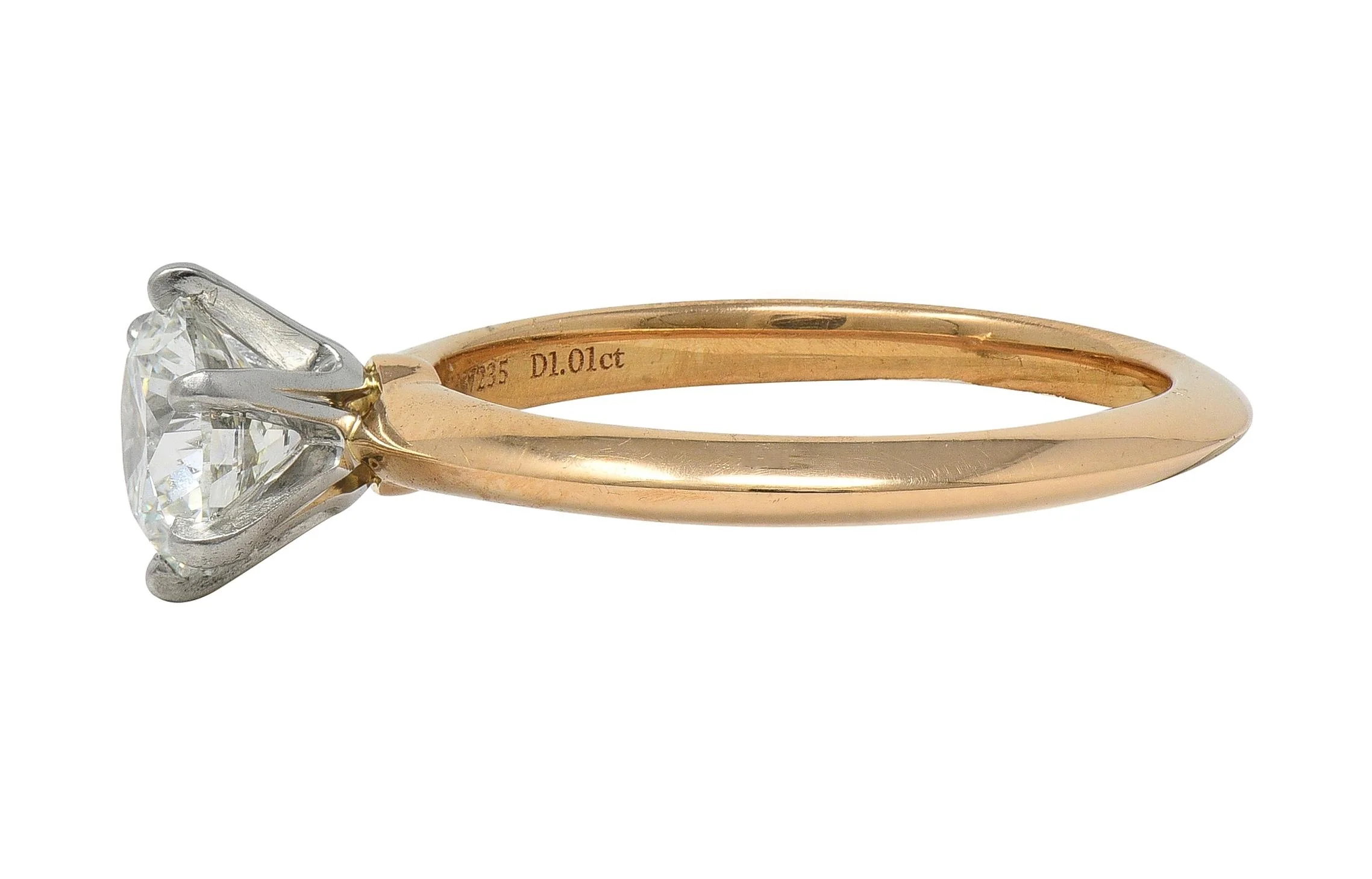 Tiffany & Co. 1.01 CT Diamond Platinum 18 Karat Yellow Gold Solitaire Engagement Ring GIA - Image 5