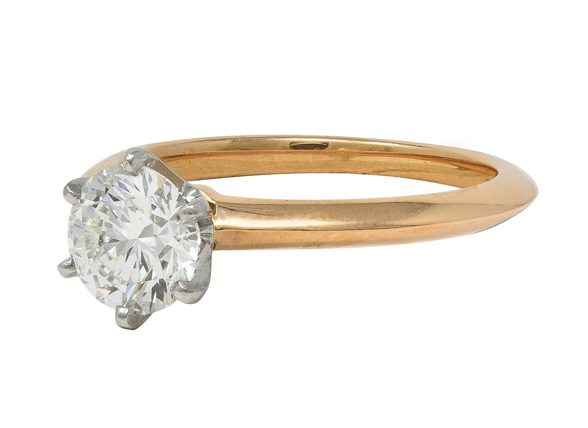 Tiffany & Co. 1.01 CT Diamond Platinum 18 Karat Yellow Gold Solitaire Engagement Ring GIA - Image 6