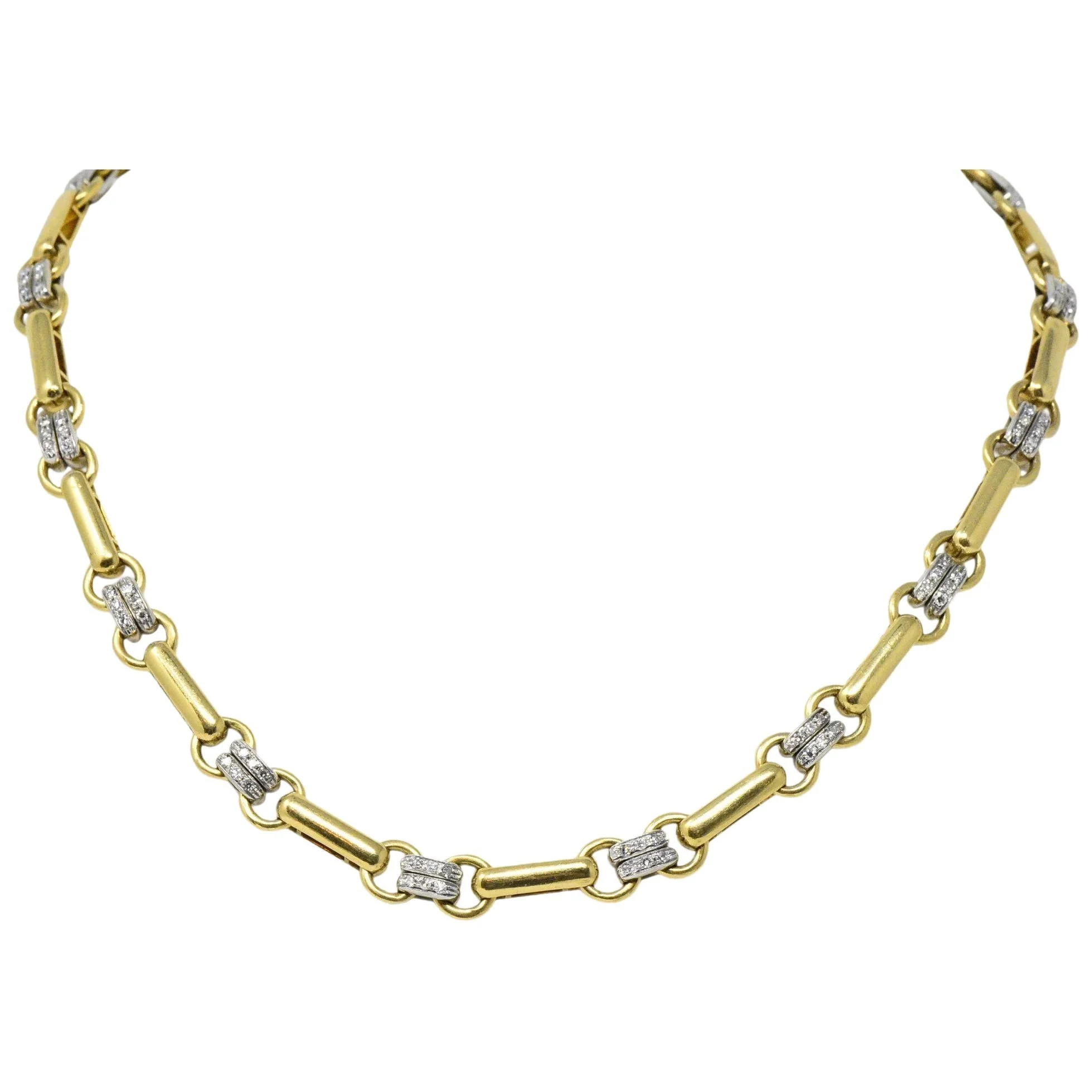 Tiffany & Co. 1.05 CTW Diamond 18 Karat Two-Tone Gold Link Necklace