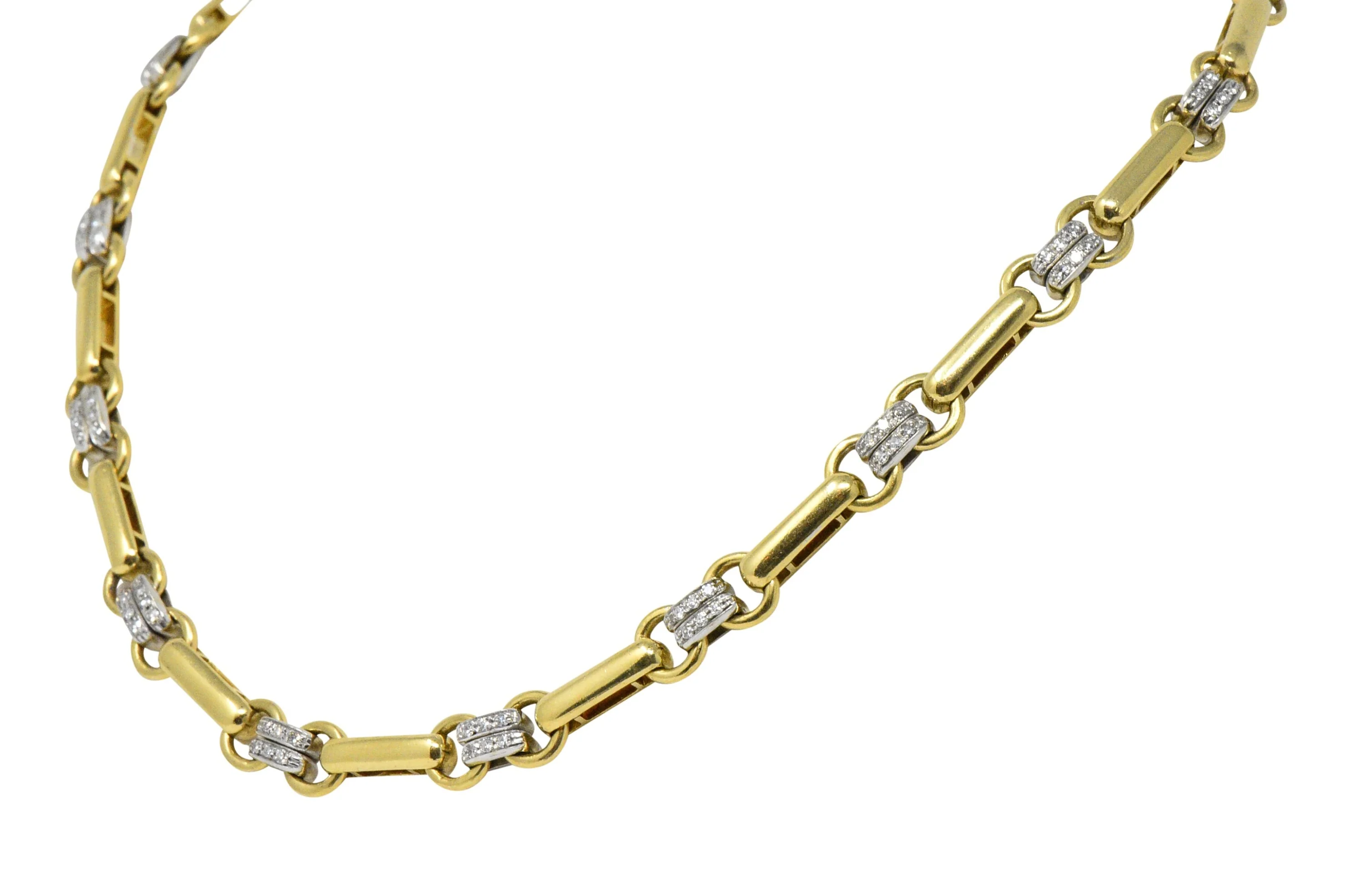 Tiffany & Co. 1.05 CTW Diamond 18 Karat Two-Tone Gold Link Necklace - Image 2