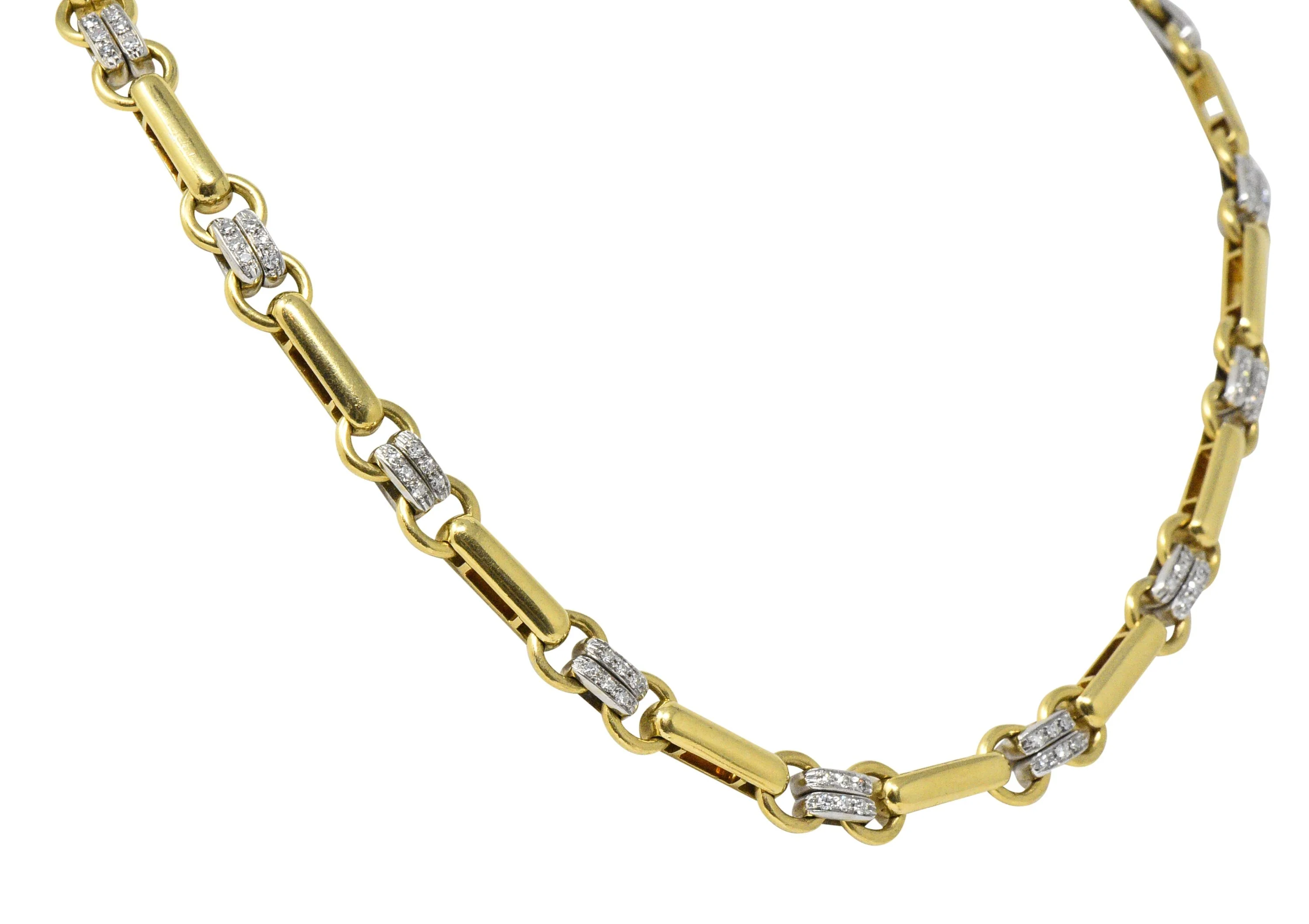 Tiffany & Co. 1.05 CTW Diamond 18 Karat Two-Tone Gold Link Necklace - Image 3