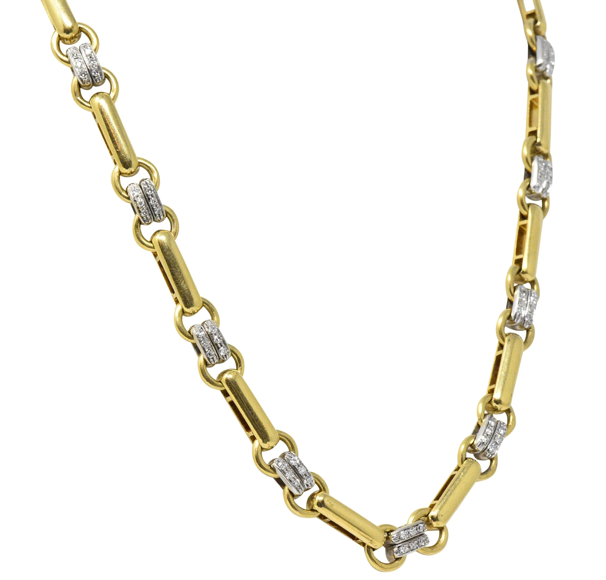 Tiffany & Co. 1.05 CTW Diamond 18 Karat Two-Tone Gold Link Necklace - Image 4