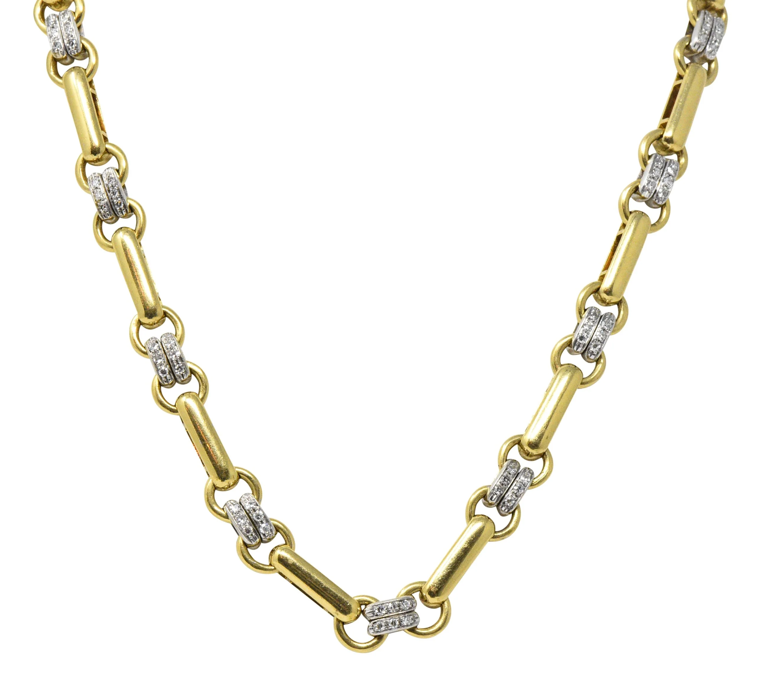 Tiffany & Co. 1.05 CTW Diamond 18 Karat Two-Tone Gold Link Necklace - Image 5