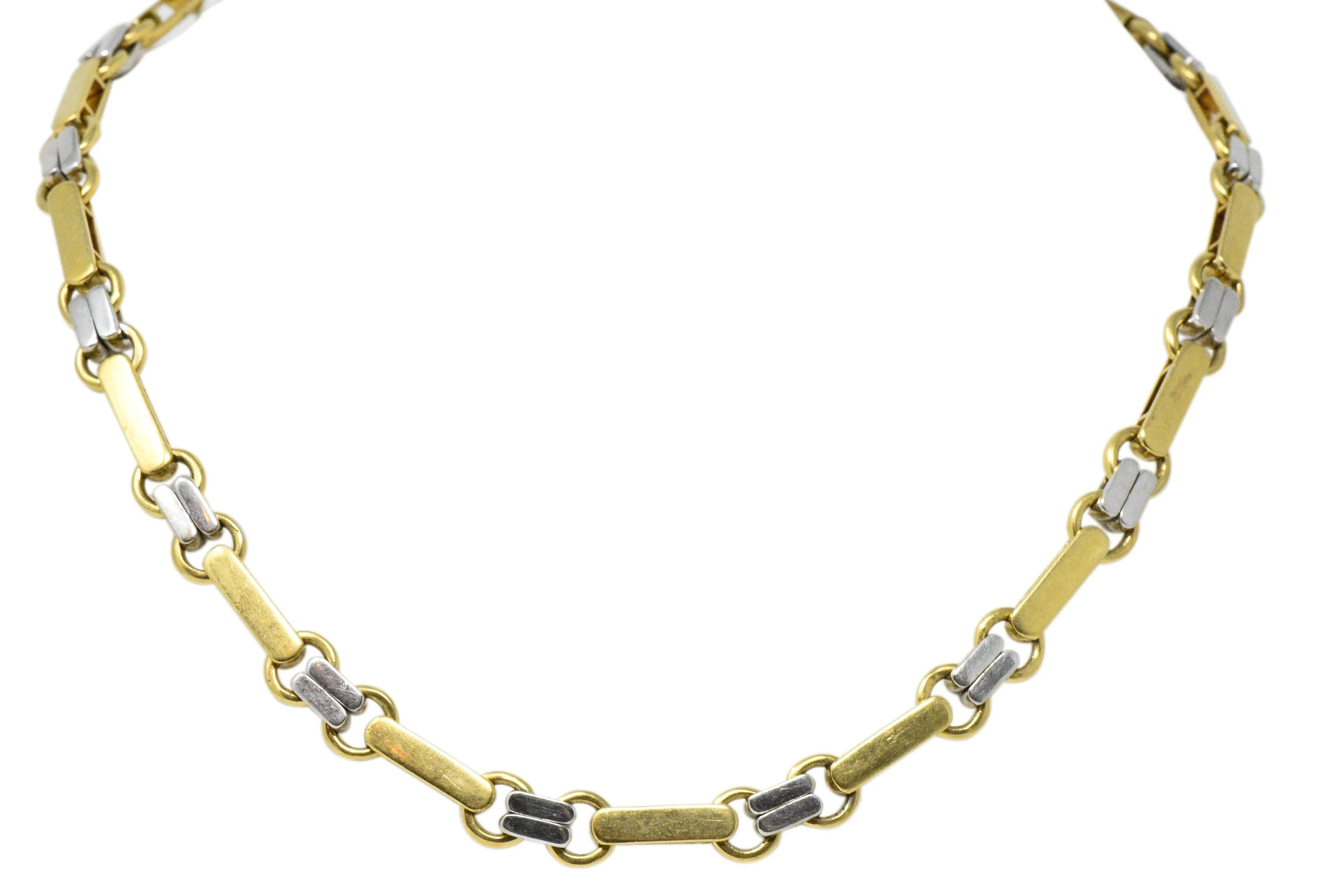Tiffany & Co. 1.05 CTW Diamond 18 Karat Two-Tone Gold Link Necklace - Image 6