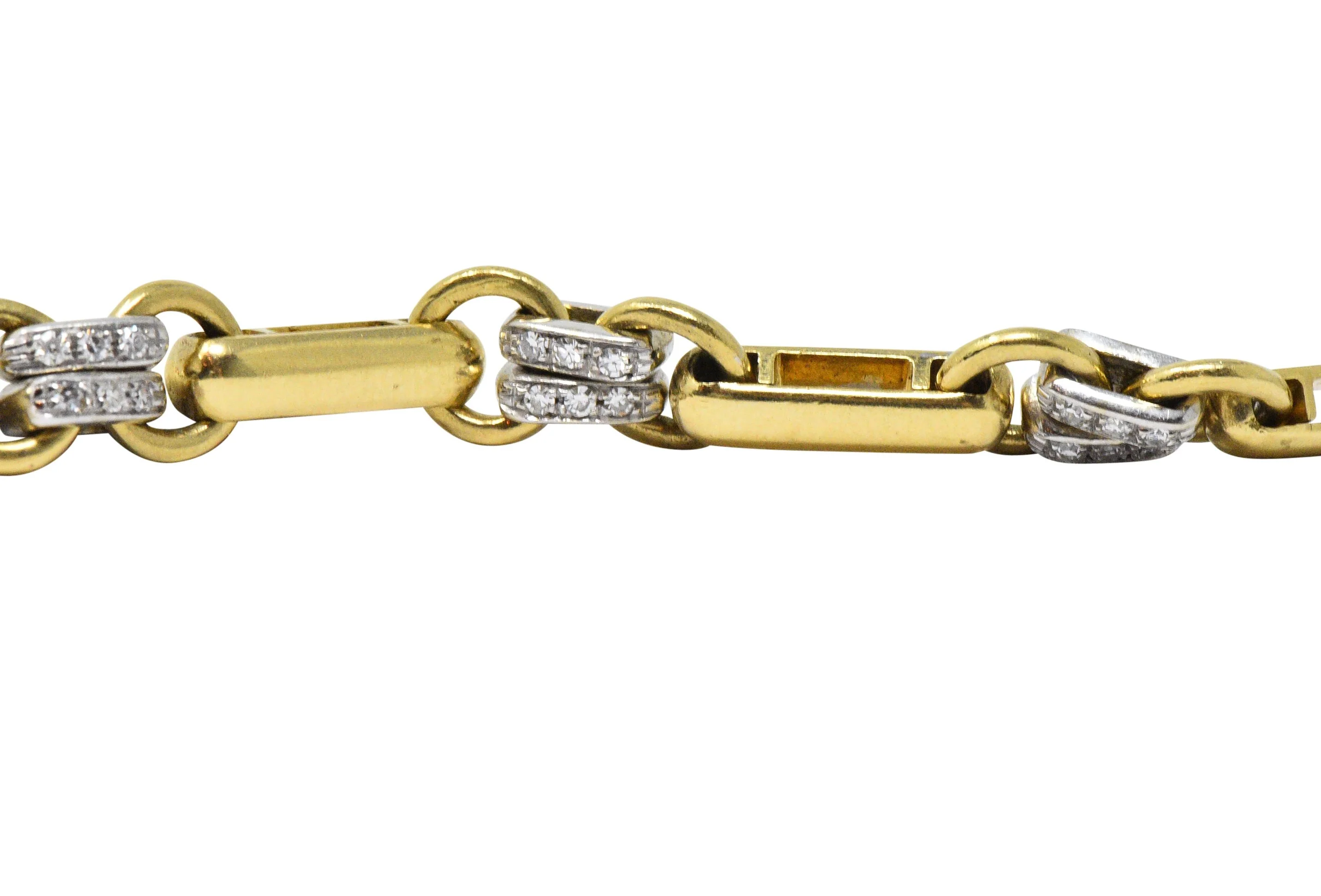 Tiffany & Co. 1.05 CTW Diamond 18 Karat Two-Tone Gold Link Necklace - Image 8