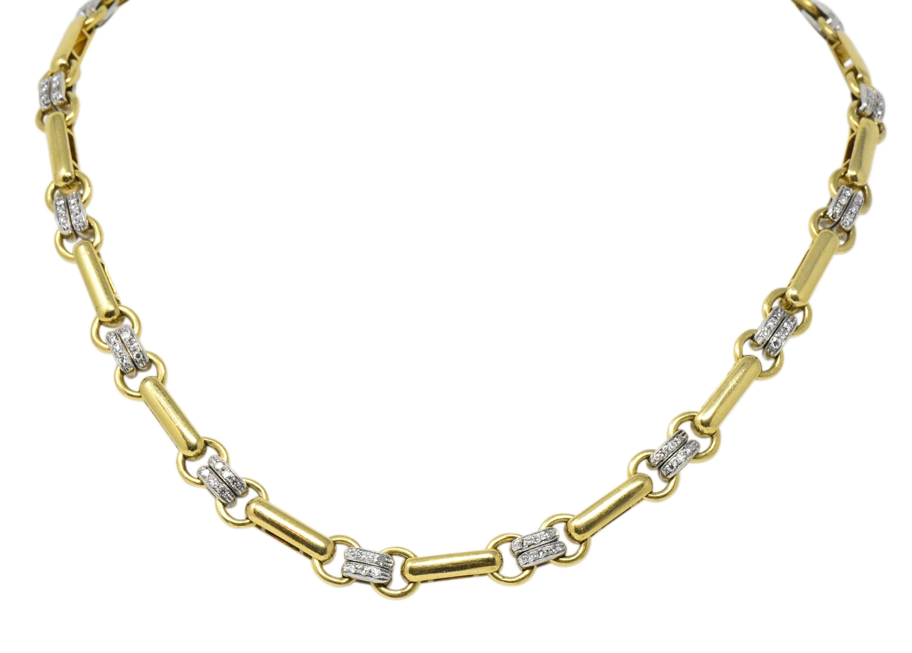 Tiffany & Co. 1.05 CTW Diamond 18 Karat Two-Tone Gold Link Necklace - Image 9