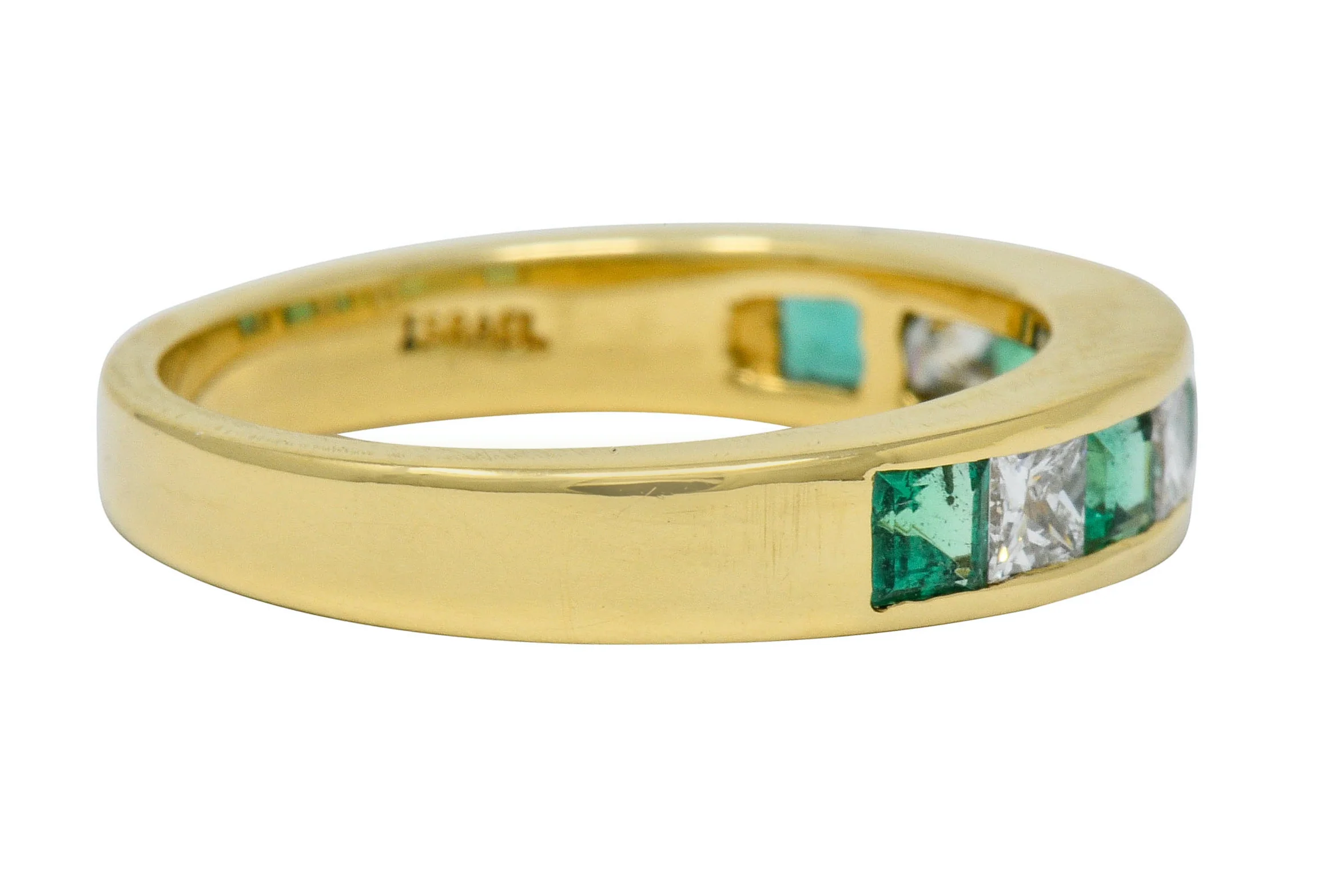 Tiffany & Co. 1.10 CTW Emerald Diamond 18 Karat Gold Channel Band Circa 1990 - Image 3