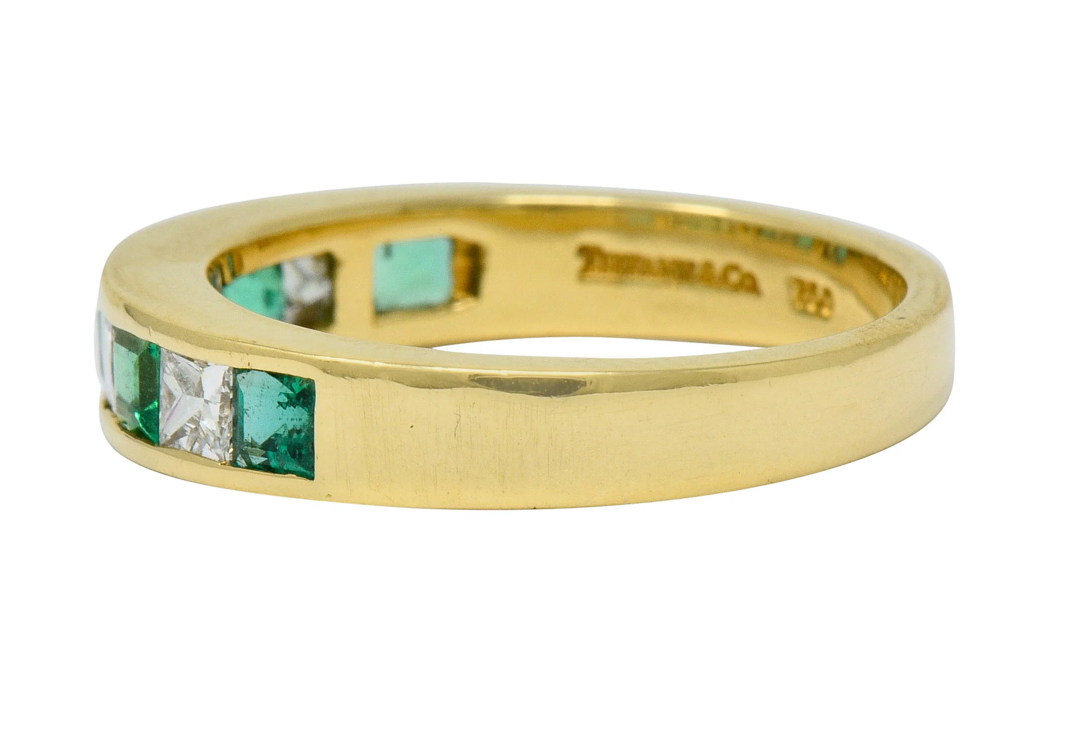 Tiffany & Co. 1.10 CTW Emerald Diamond 18 Karat Gold Channel Band Circa 1990 - Image 5