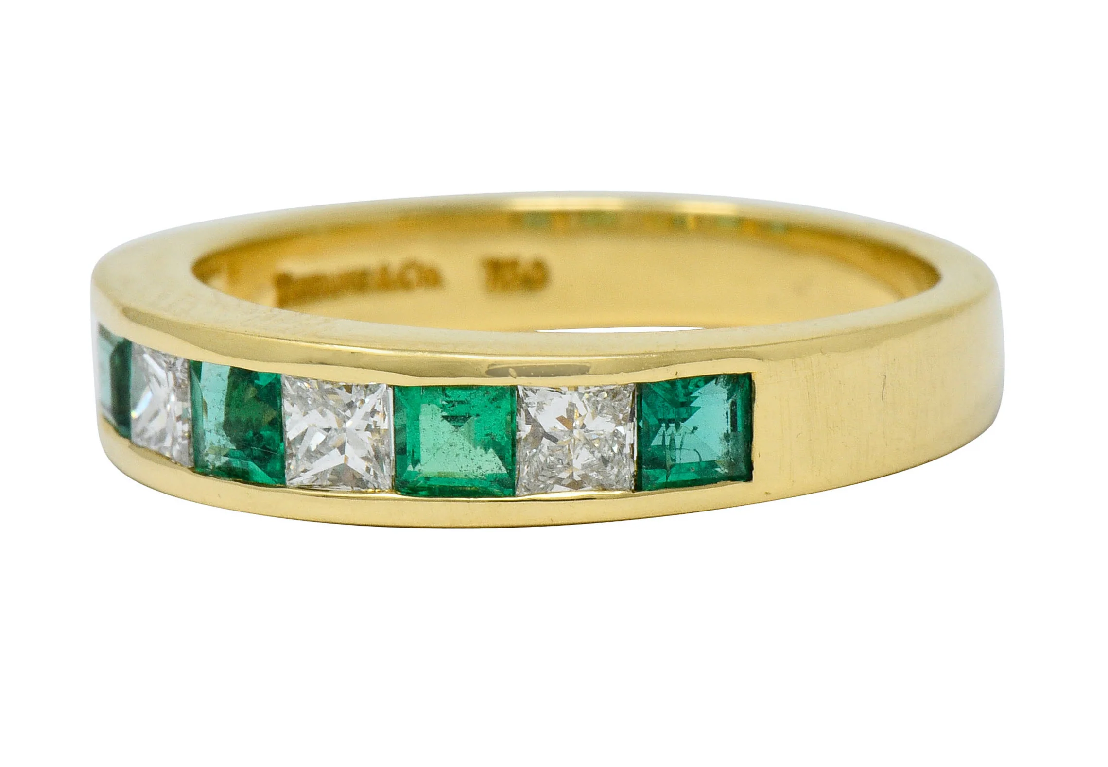 Tiffany & Co. 1.10 CTW Emerald Diamond 18 Karat Gold Channel Band Circa 1990 - Image 6