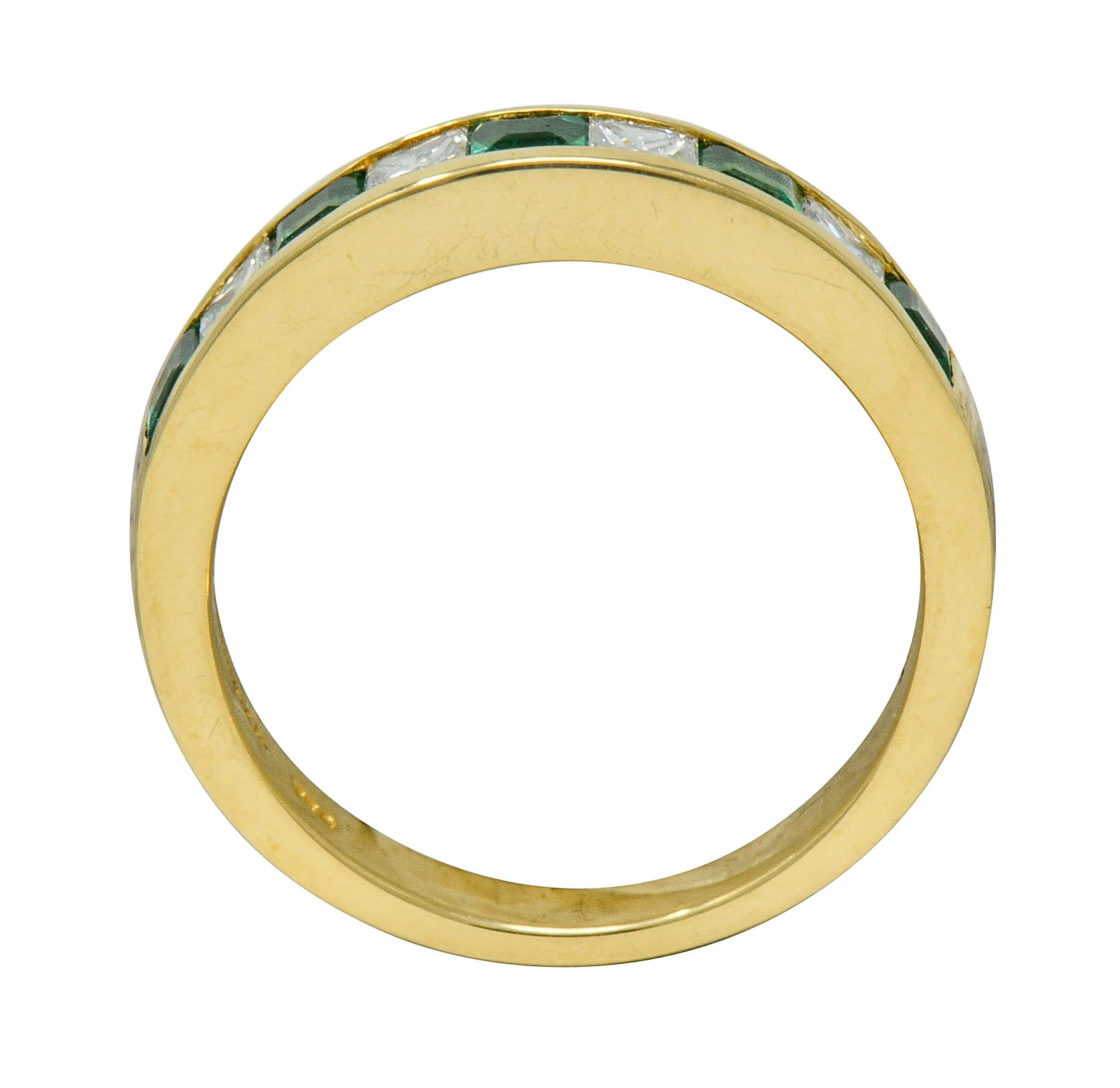 Tiffany & Co. 1.10 CTW Emerald Diamond 18 Karat Gold Channel Band Circa 1990 - Image 9