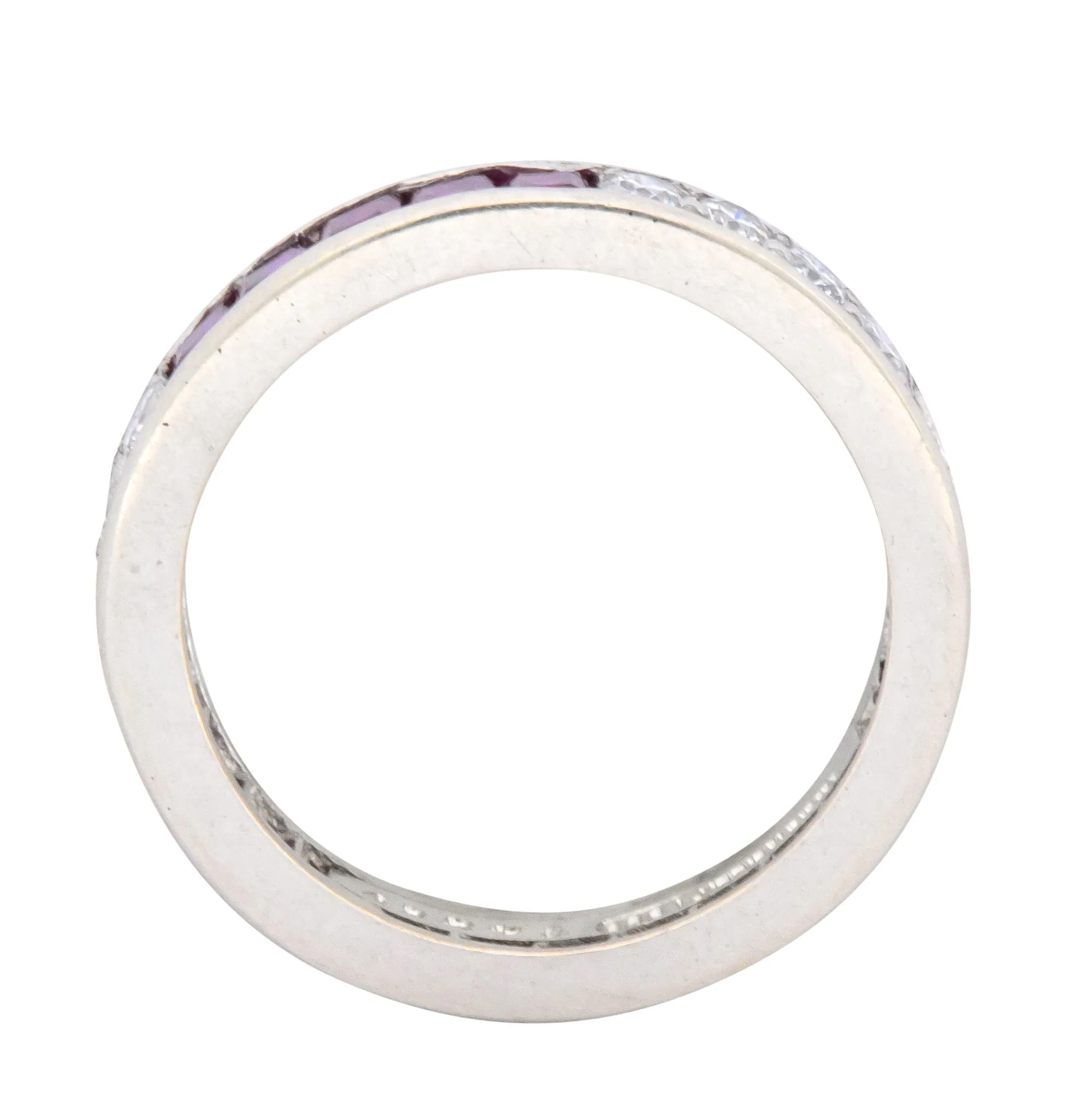 Tiffany & Co. 1.26 CTW Diamond Ruby Platinum Eternity Band Circa 1950's - Image 4