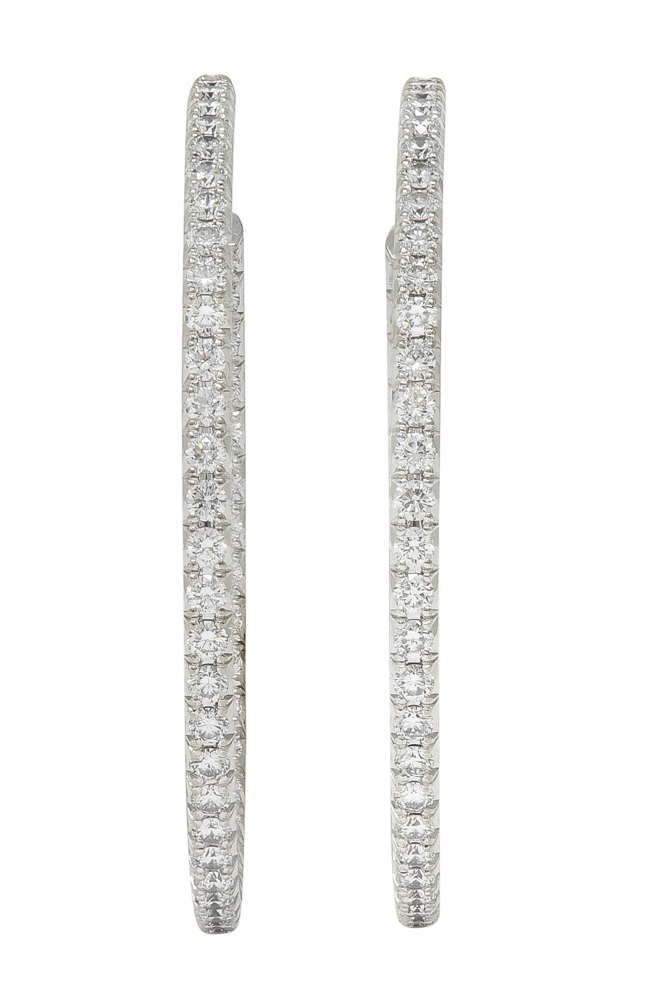 Tiffany & Co. 1.38 CTW Diamond 18 Karat White Gold 30.0 MM Inside Outside Hoop Earrings - Image 3