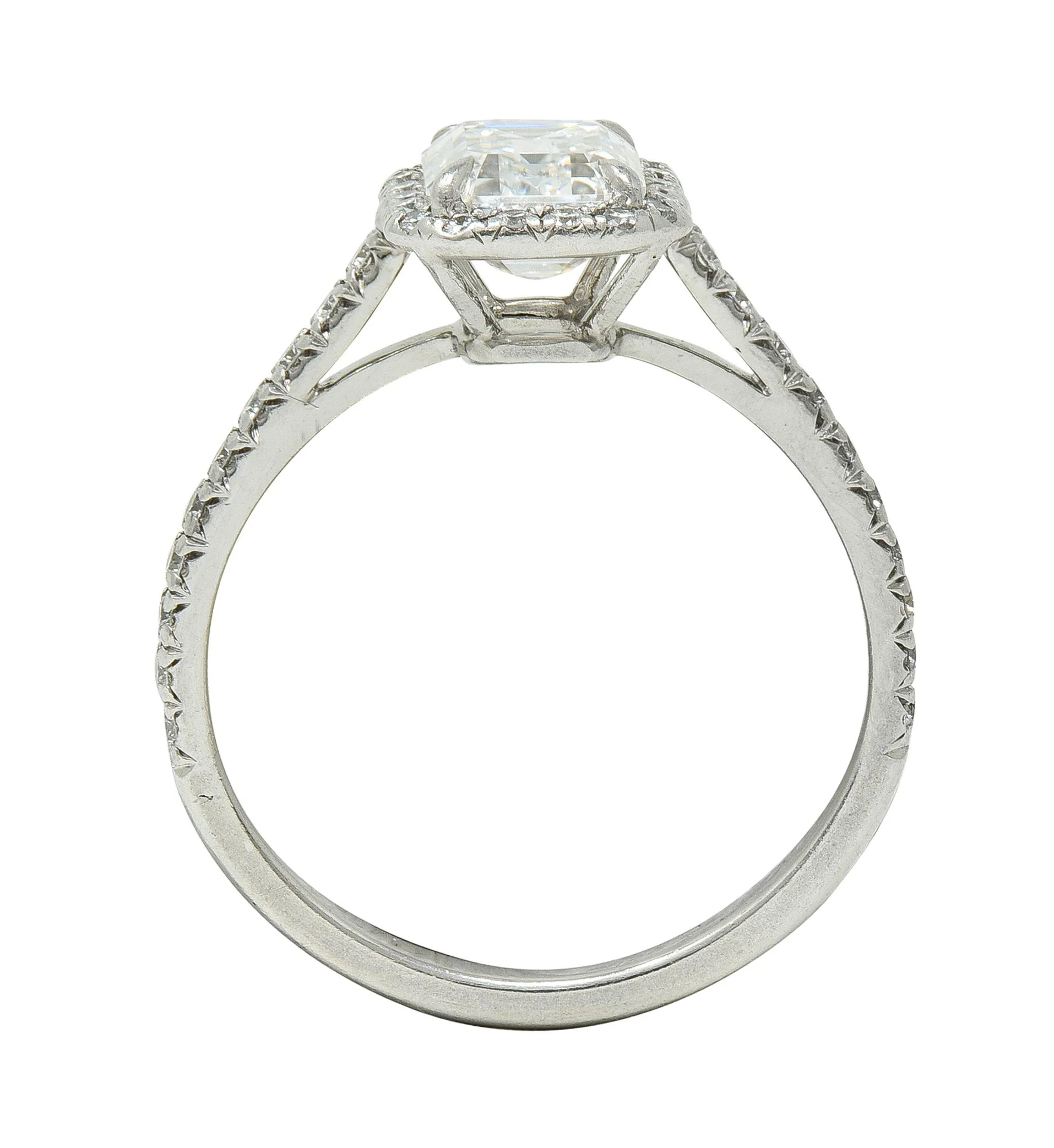 Tiffany & Co. 1.59 CTW Emerald Cut Diamond Platinum Soleste Halo Engagement Ring - Image 11