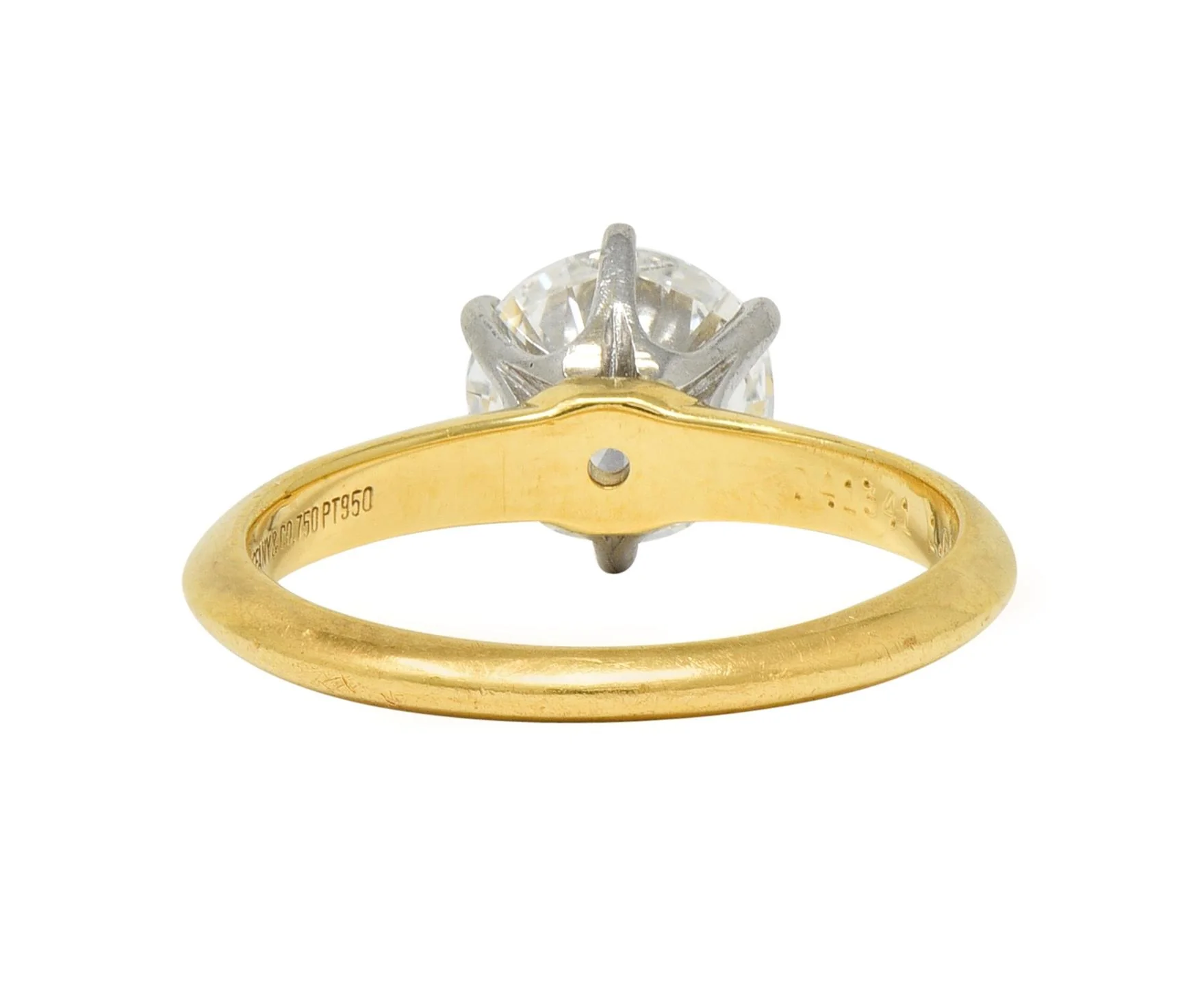 Tiffany & Co. 1.65 CTW Diamond Platinum 18 Karat Yellow Gold Solitaire Engagement Ring GIA - Image 5