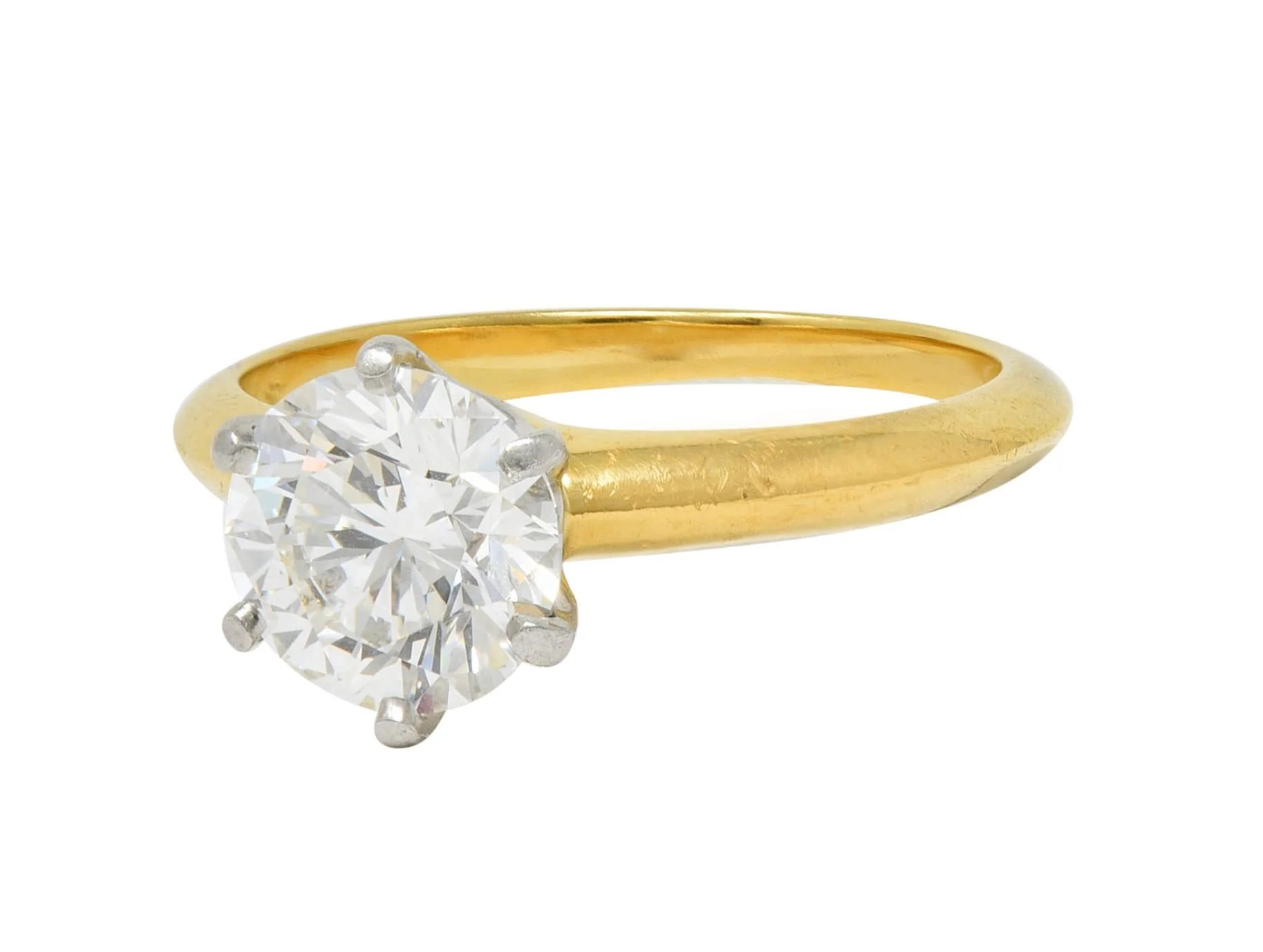 Tiffany & Co. 1.65 CTW Diamond Platinum 18 Karat Yellow Gold Solitaire Engagement Ring GIA - Image 7