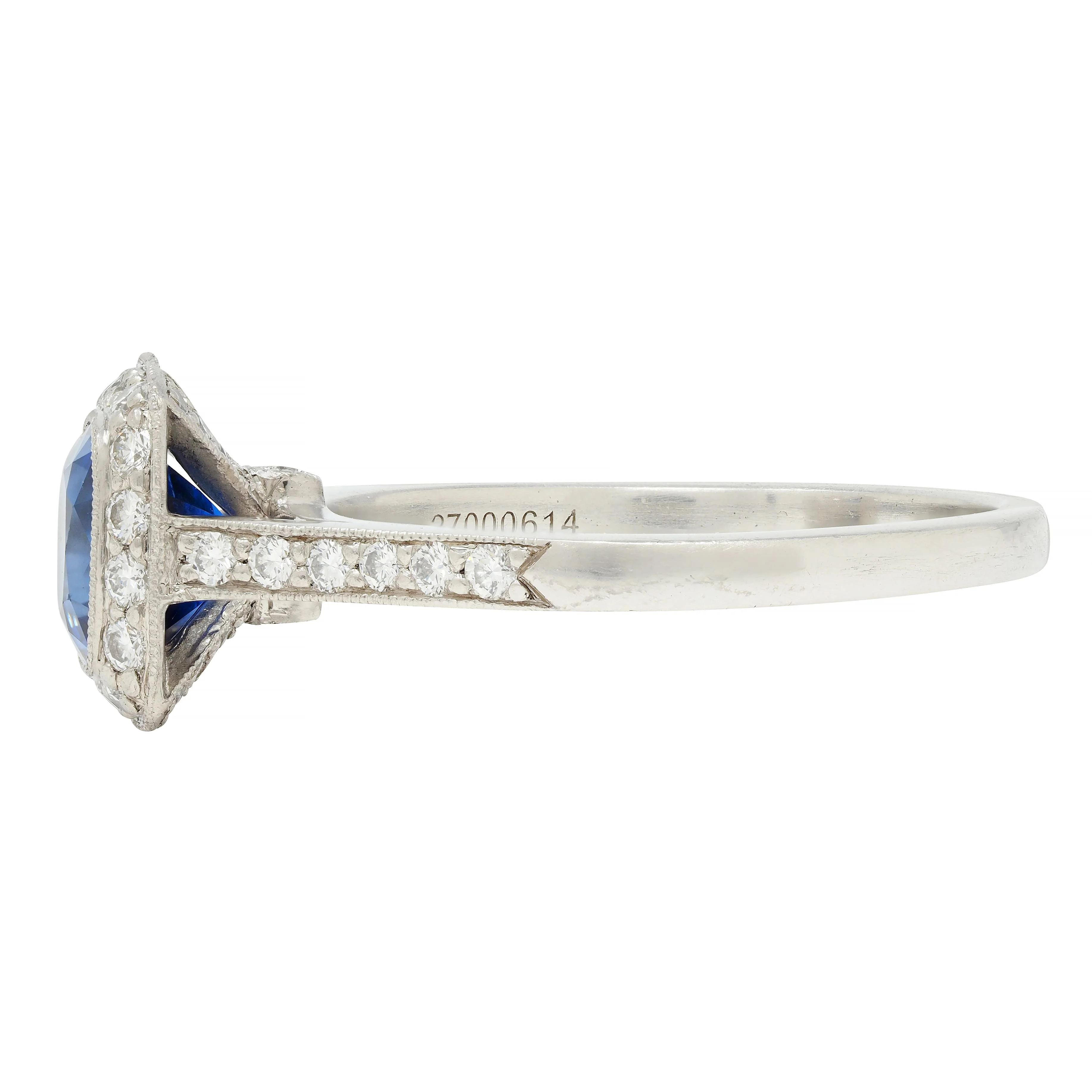 Tiffany & Co. 1.65 CTW Sapphire Diamond Platinum Soleste Halo Ring - Image 6