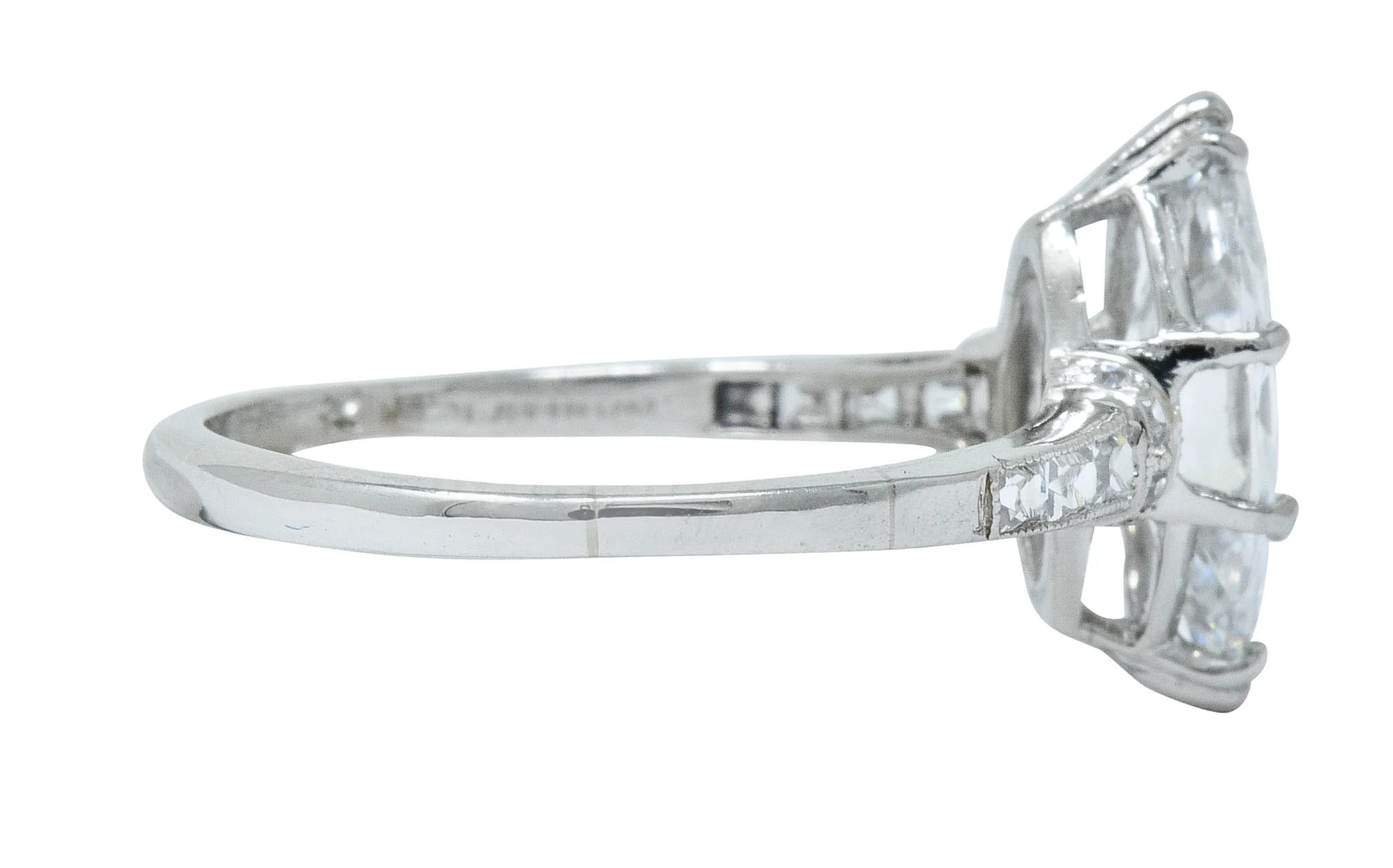 Tiffany & Co. 1.69 CTW Art Deco Marquise Cut Diamond Platinum Engagement Ring GIA - Image 3