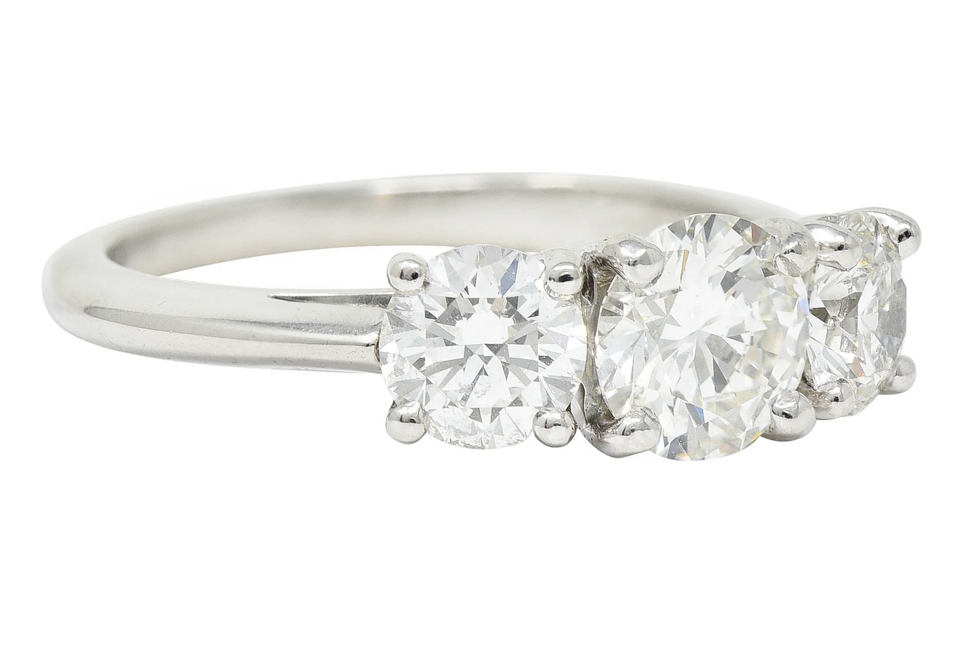 Tiffany & Co. 1.90 CTW Diamond Platinum Three Stone Ring - Image 2