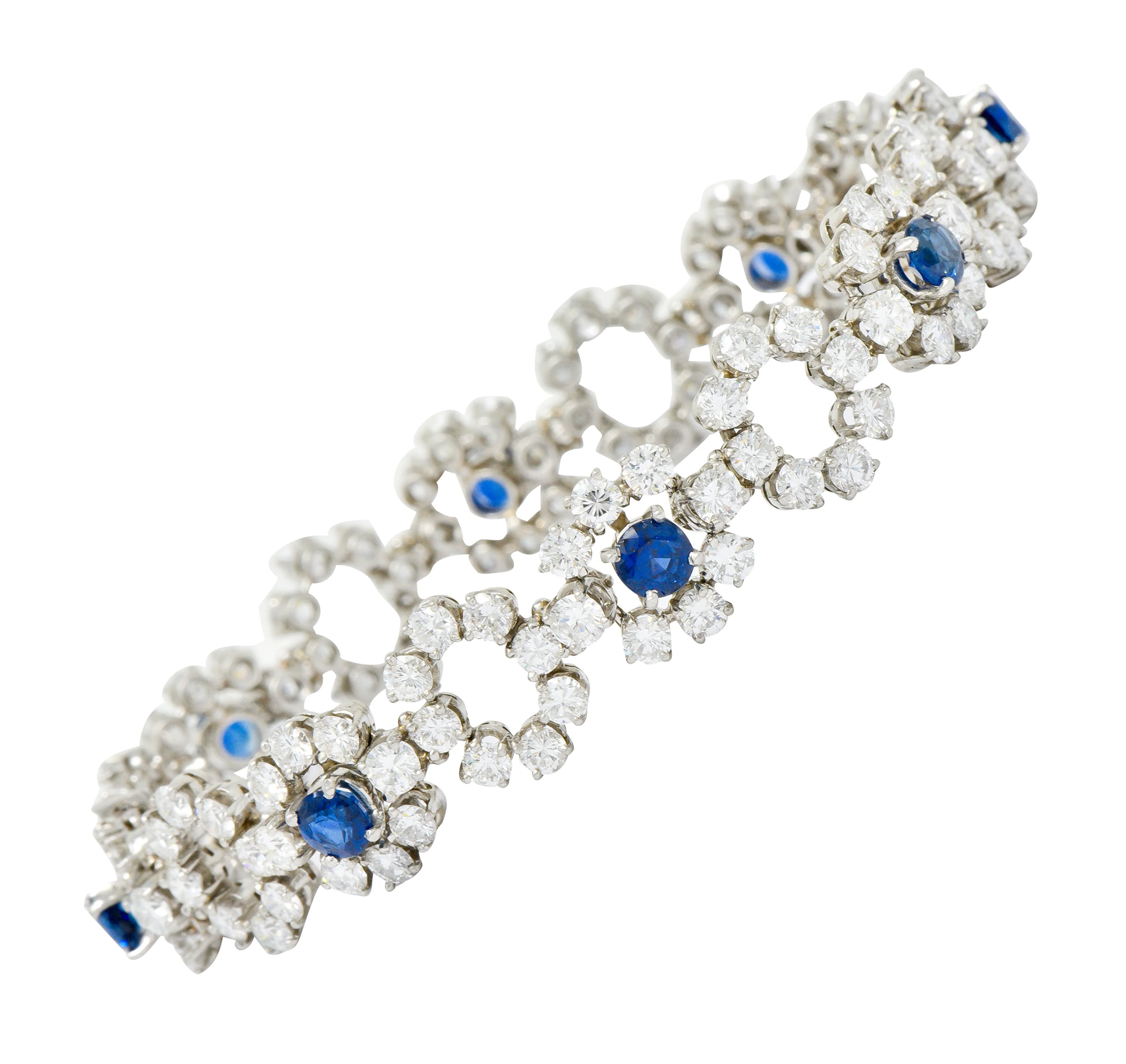Tiffany & Co. 14.16 CTW Diamond Sapphire Platinum Cluster Link Bracelet