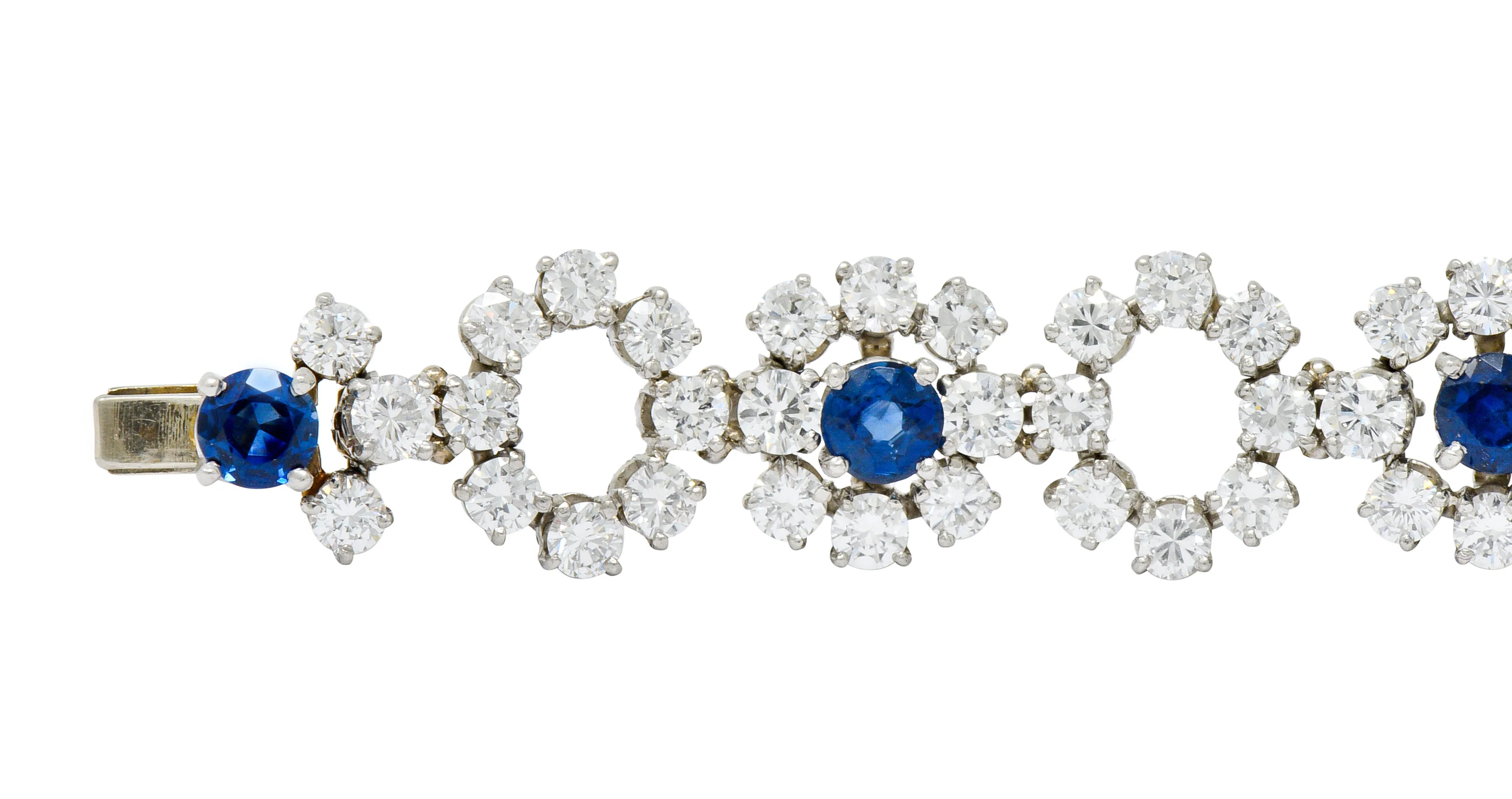 Tiffany & Co. 14.16 CTW Diamond Sapphire Platinum Cluster Link Bracelet - Image 5
