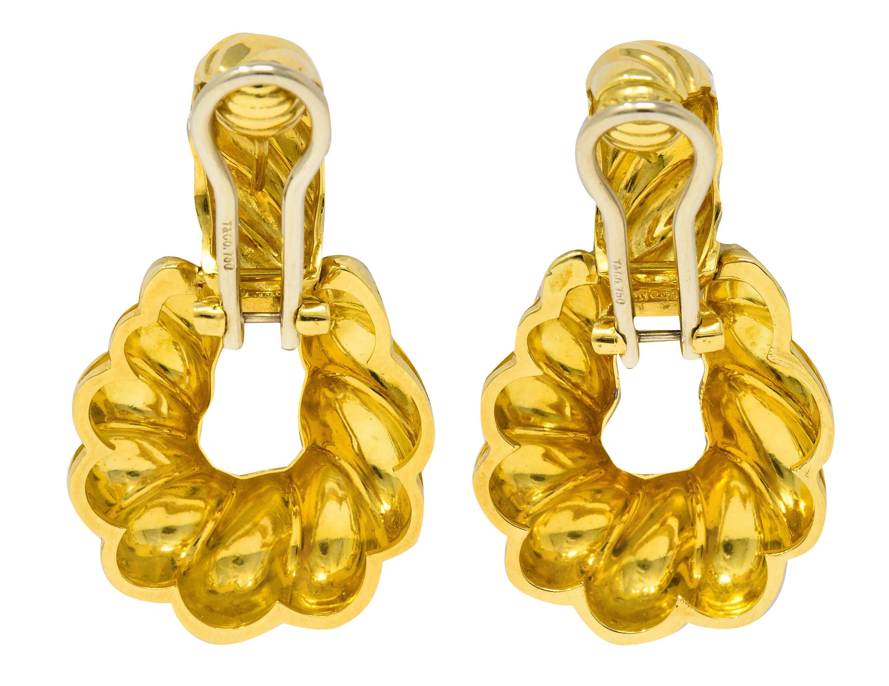 Tiffany & Co. 18 Karat Gold Ribbed Doorknocker Ear-Clip Earrings - Image 5