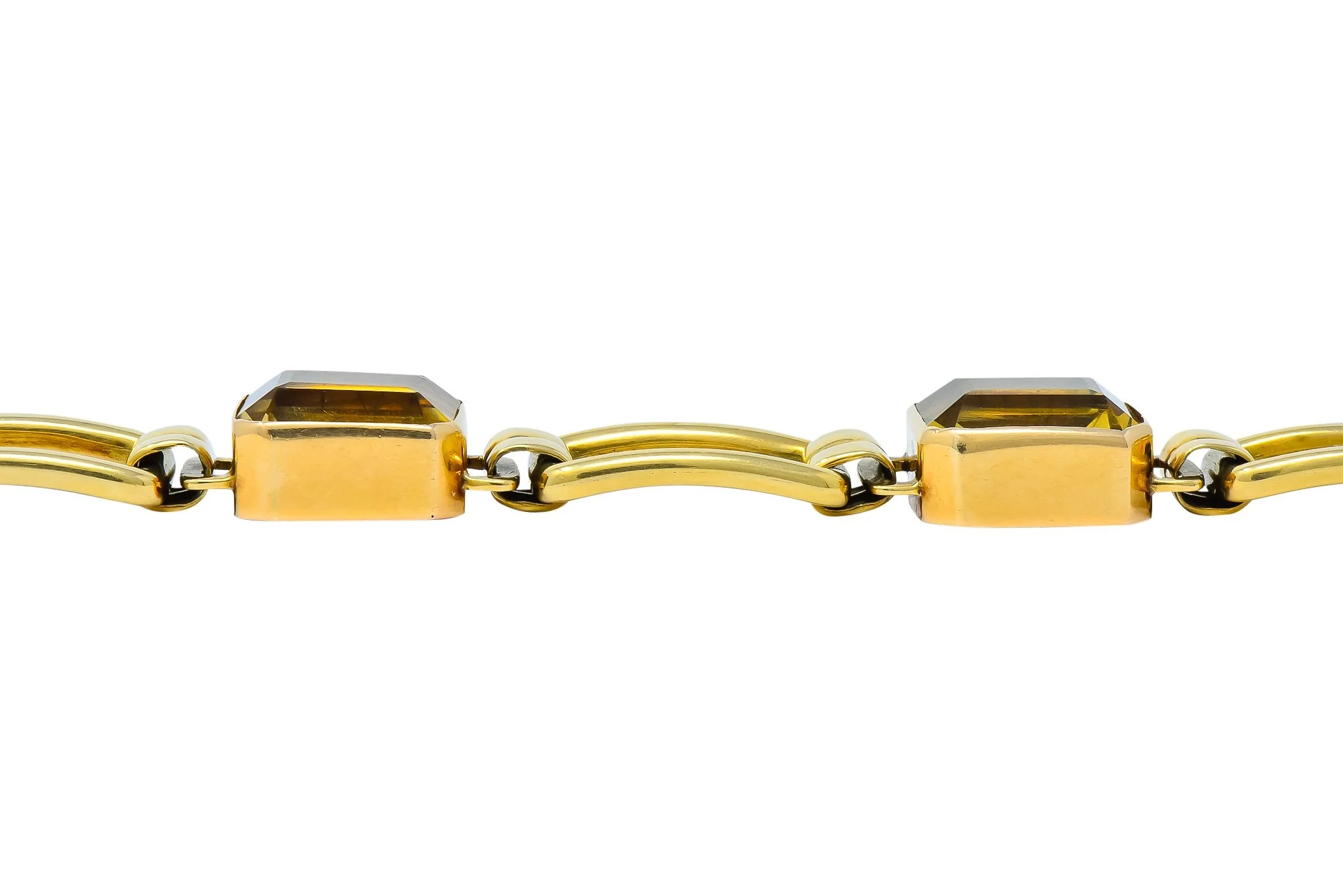 Tiffany & Co. 1940's Retro 32.00 CTW Citrine 14 Karat Gold Link Bracelet - Image 5