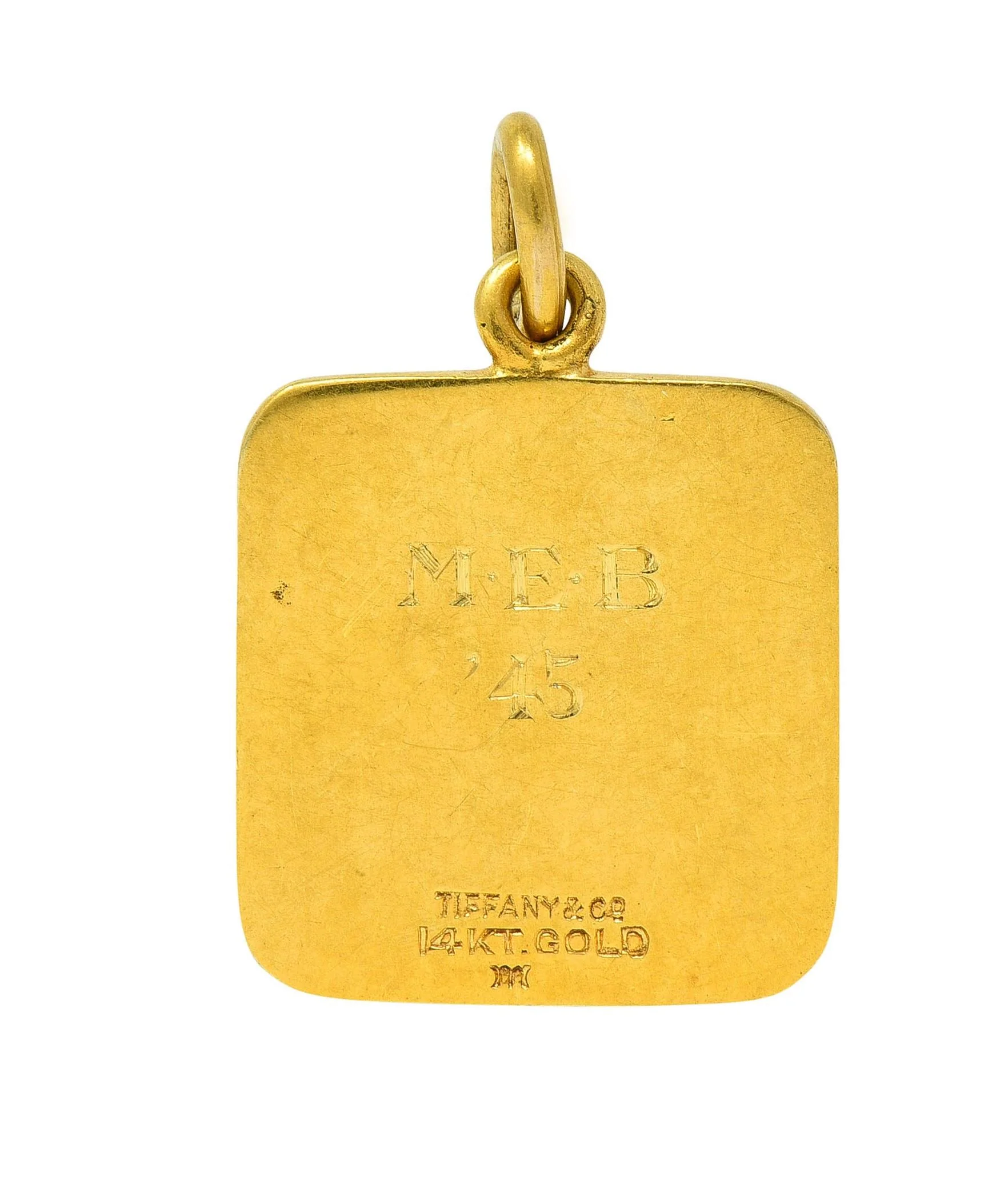 Tiffany & Co. 1945 Enamel 14 Karat Gold School Crest Antique Intaglio Pendant Charm - Image 3