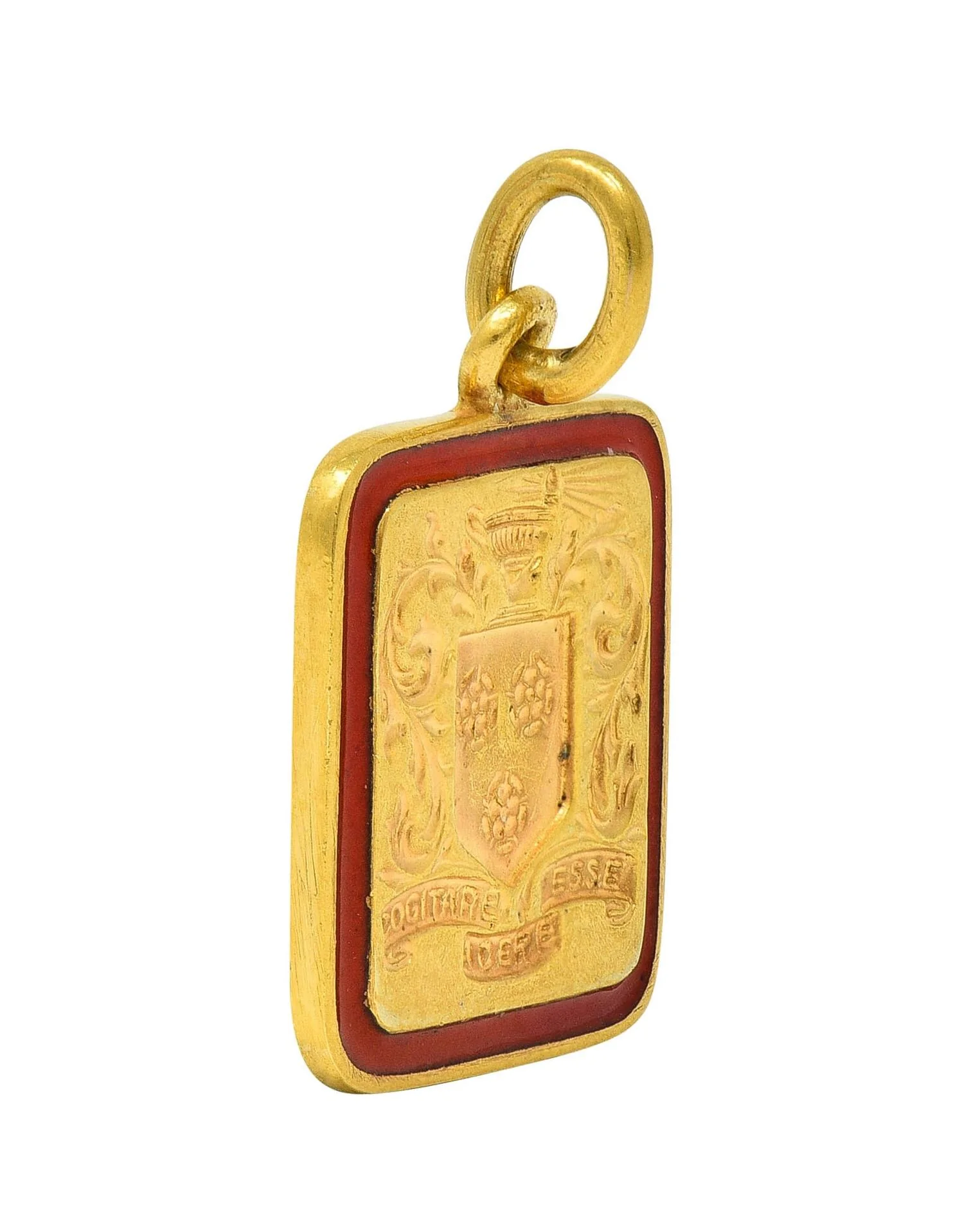 Tiffany & Co. 1945 Enamel 14 Karat Gold School Crest Antique Intaglio Pendant Charm - Image 4