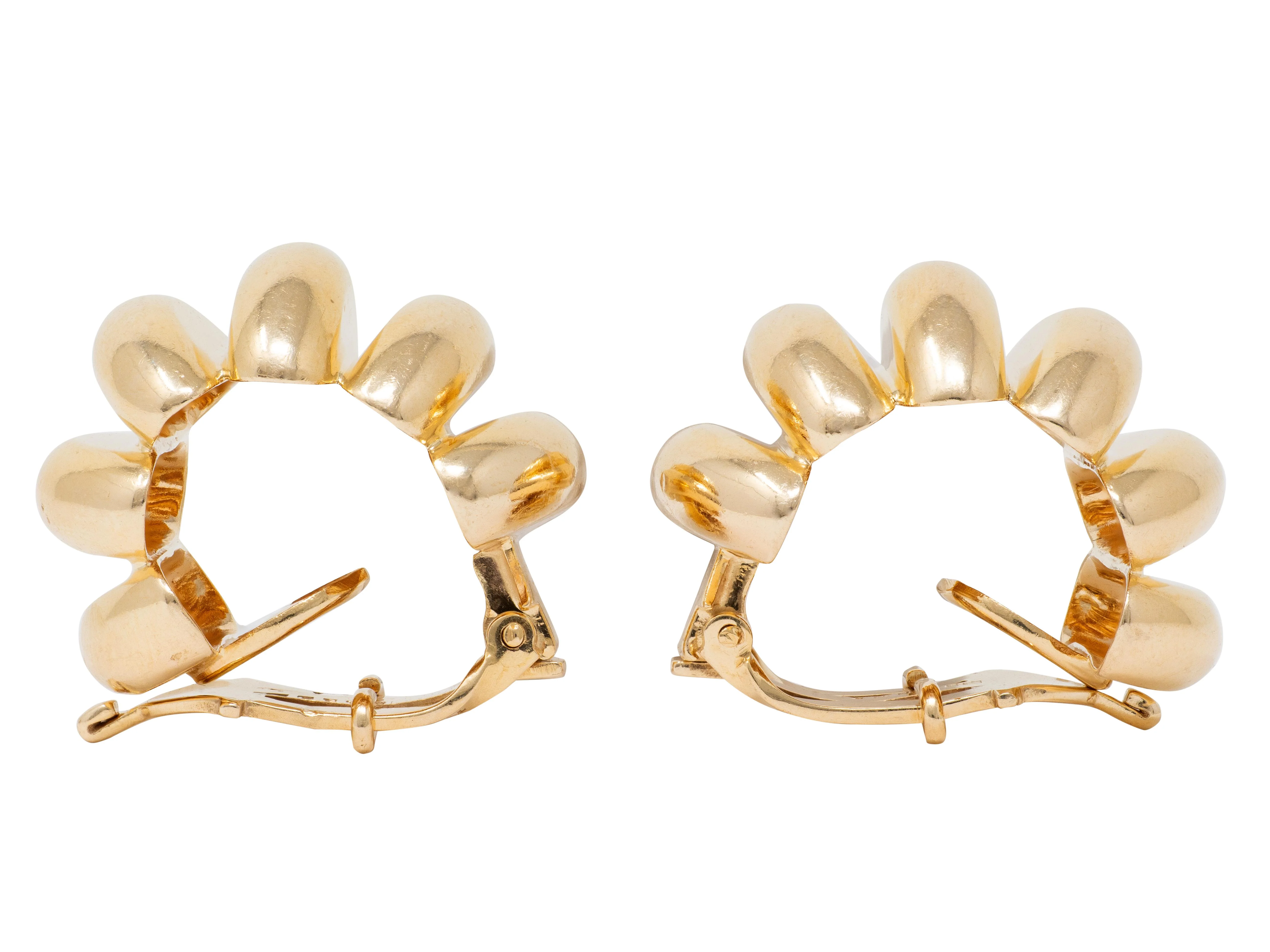 Tiffany & Co. 1960's 14 Karat Yellow Gold Vintage Fluted Ear-Clip J-Hoop Earrings - Image 6