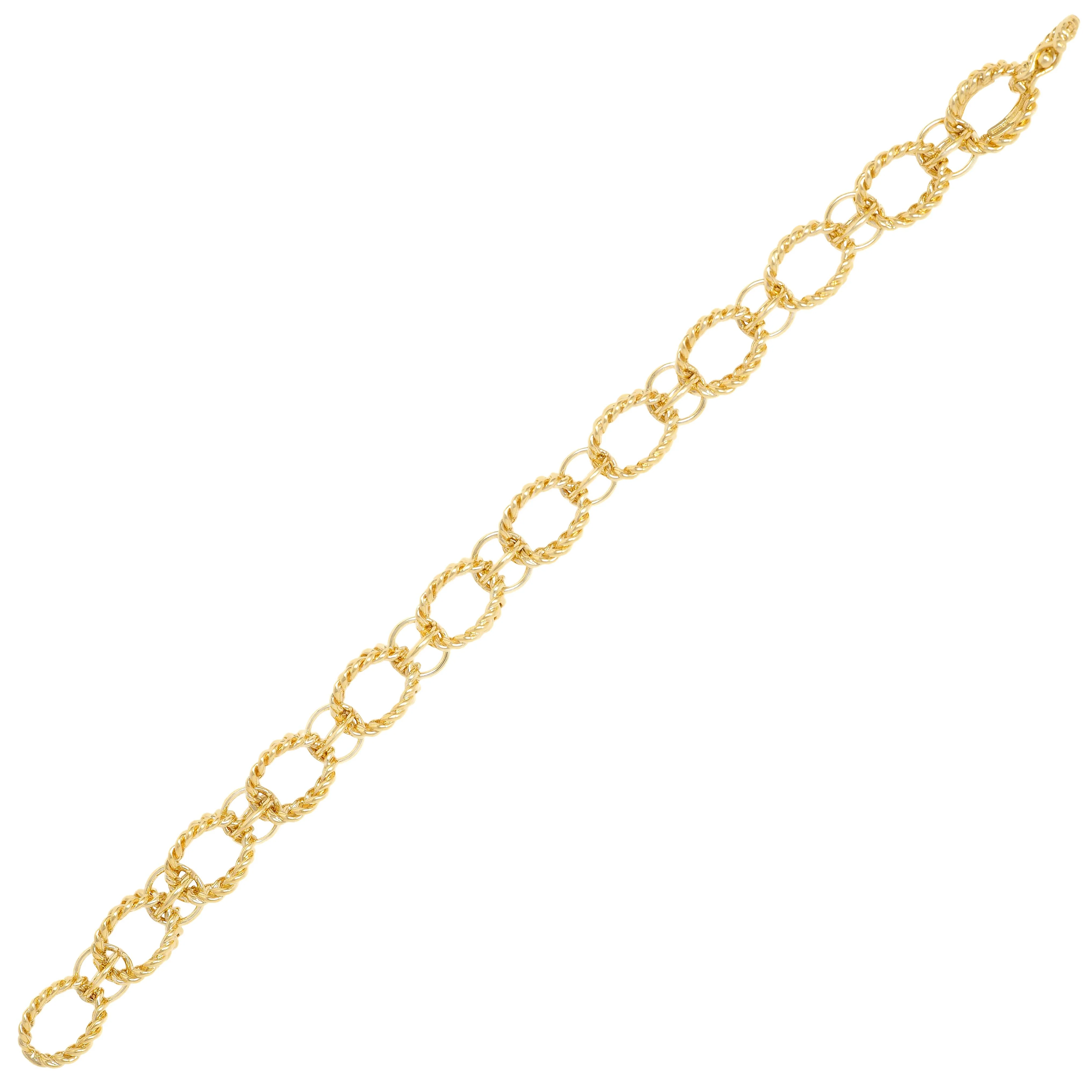Tiffany & Co. Schlumberger 1960's 18 Karat Yellow Gold Twisted Rope Sphere Link Vintage Bracelet - Image 2