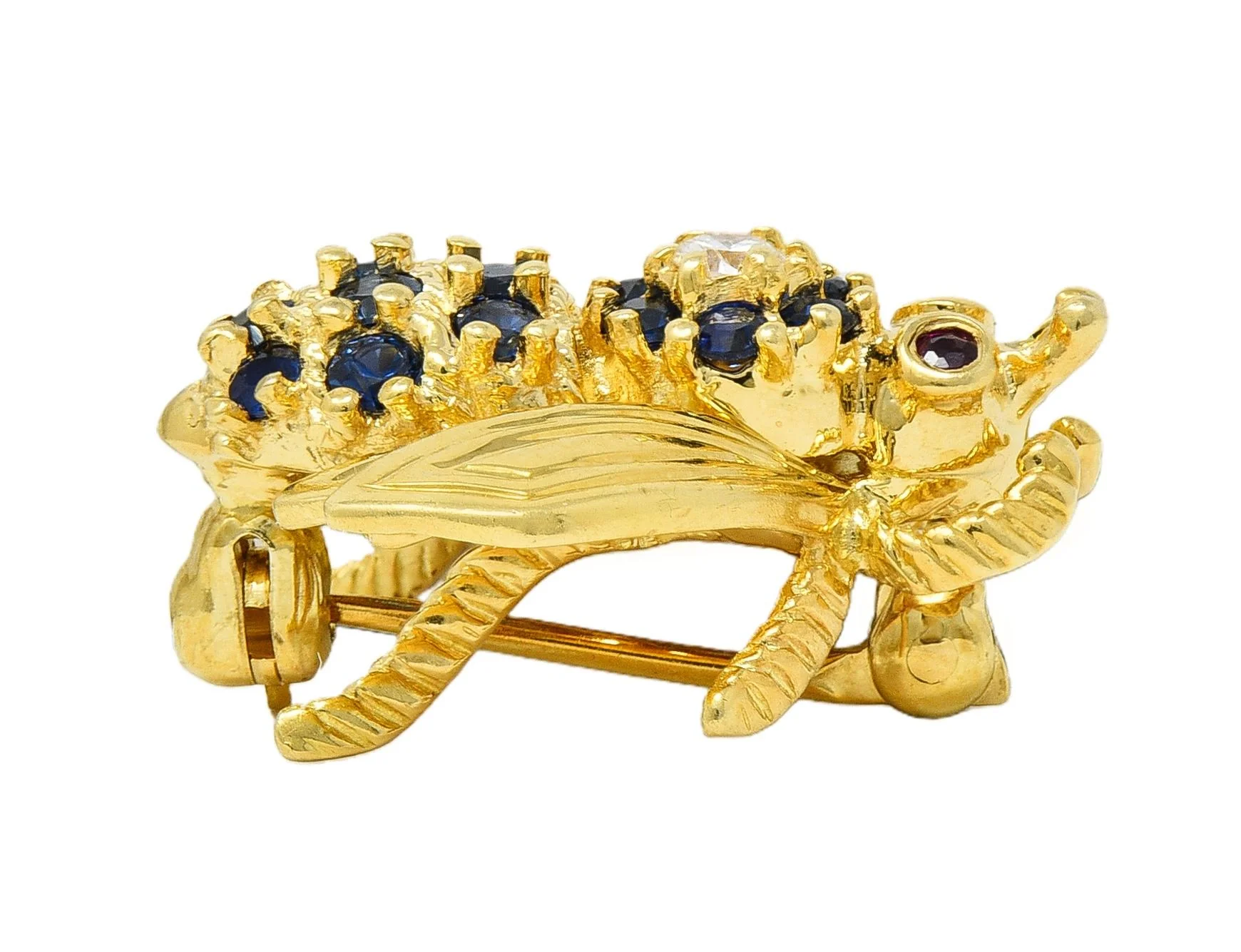 Tiffany & Co. 1960's Diamond Ruby Sapphire 18 Karat Yellow Gold Vintage Bee Bug Brooch - Image 10