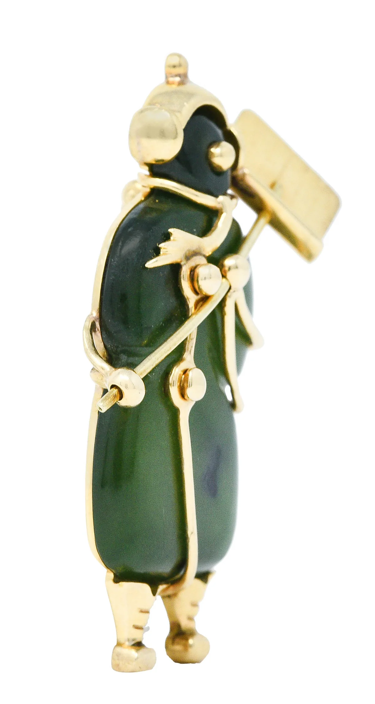 Tiffany & Co. 1960's Vintage Nephrite Jade 14 Karat Gold Snowman Brooch - Image 2