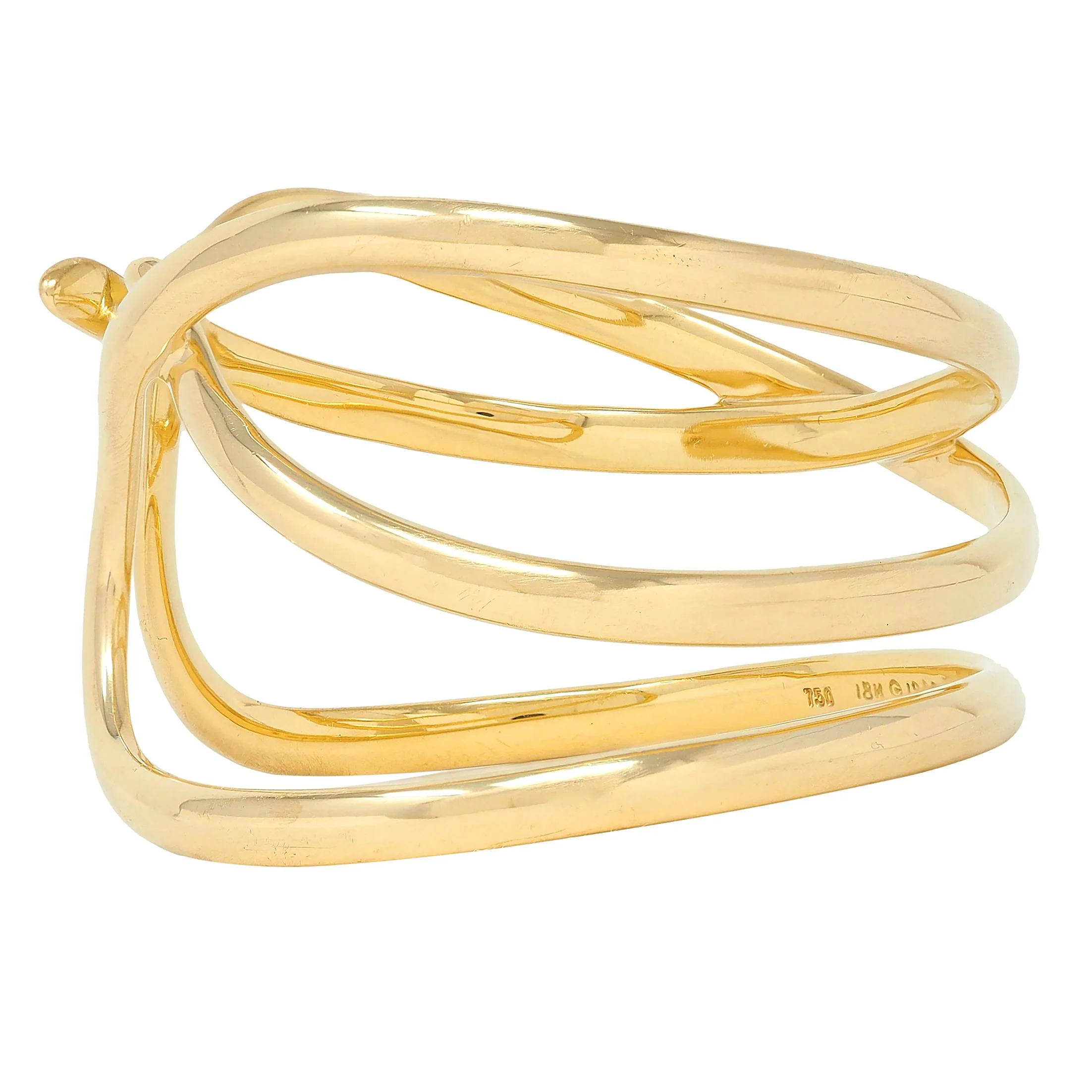 Tiffany & Co. 1980 18 Karat Yellow Gold Vintage Loose Loop Cuff Bracelet - Image 2