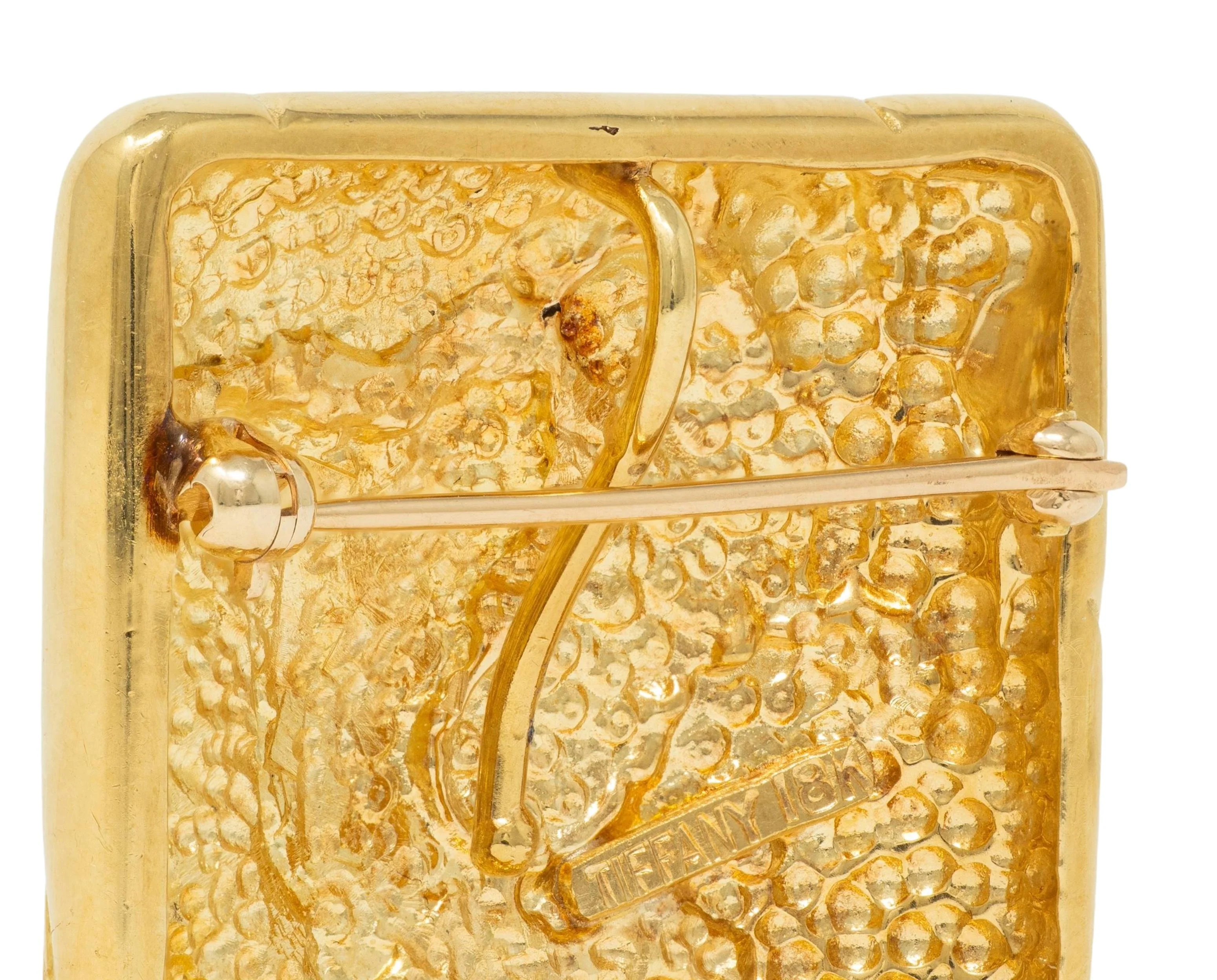 Tiffany & Co. 1980's 18 Karat Yellow Gold Vintage Squiggle Cushion Brooch - Image 7