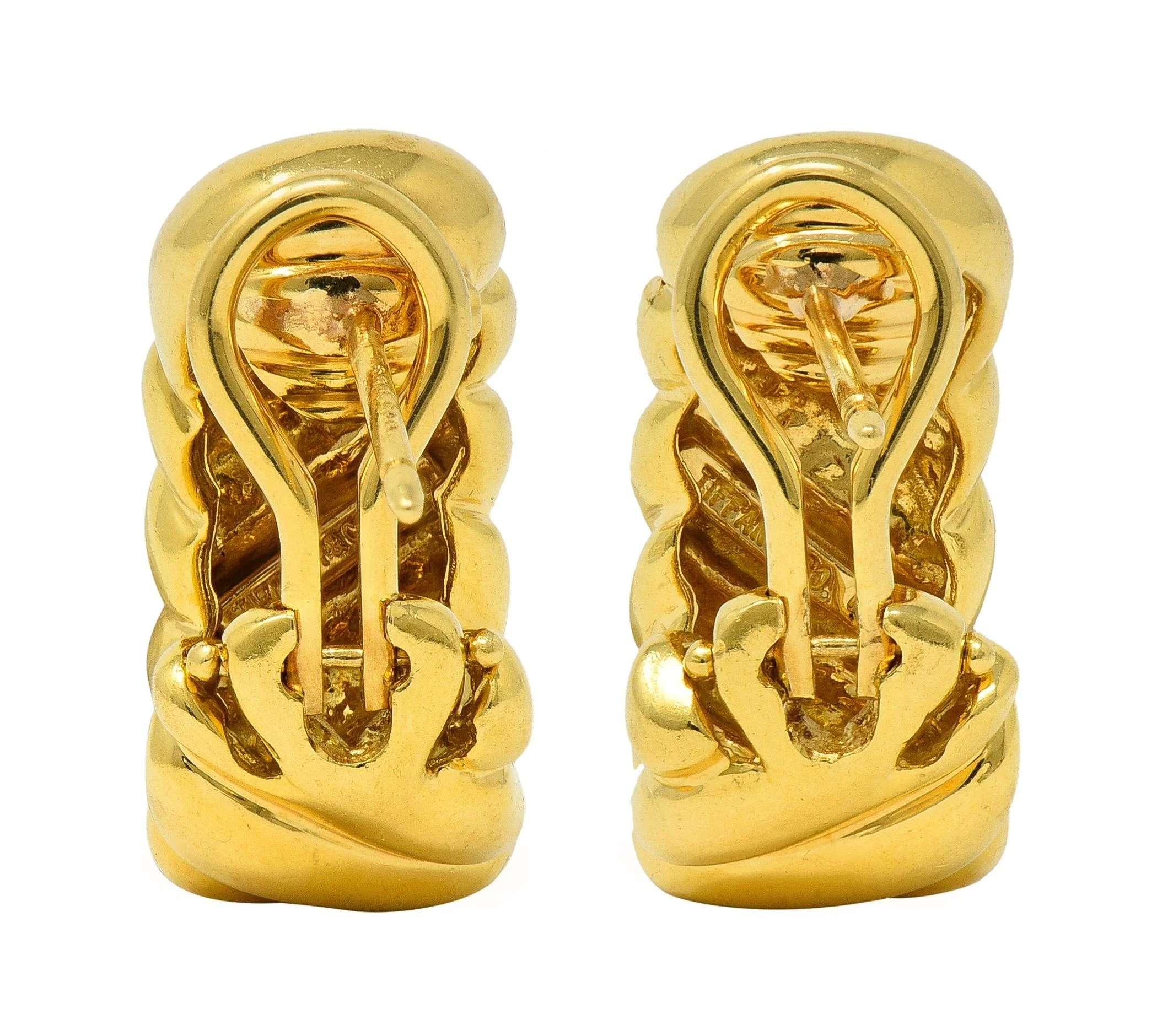 Tiffany & Co. 1980s 18 Karat Yellow Gold Vintage Twist J-Hoop Earrings - Image 5
