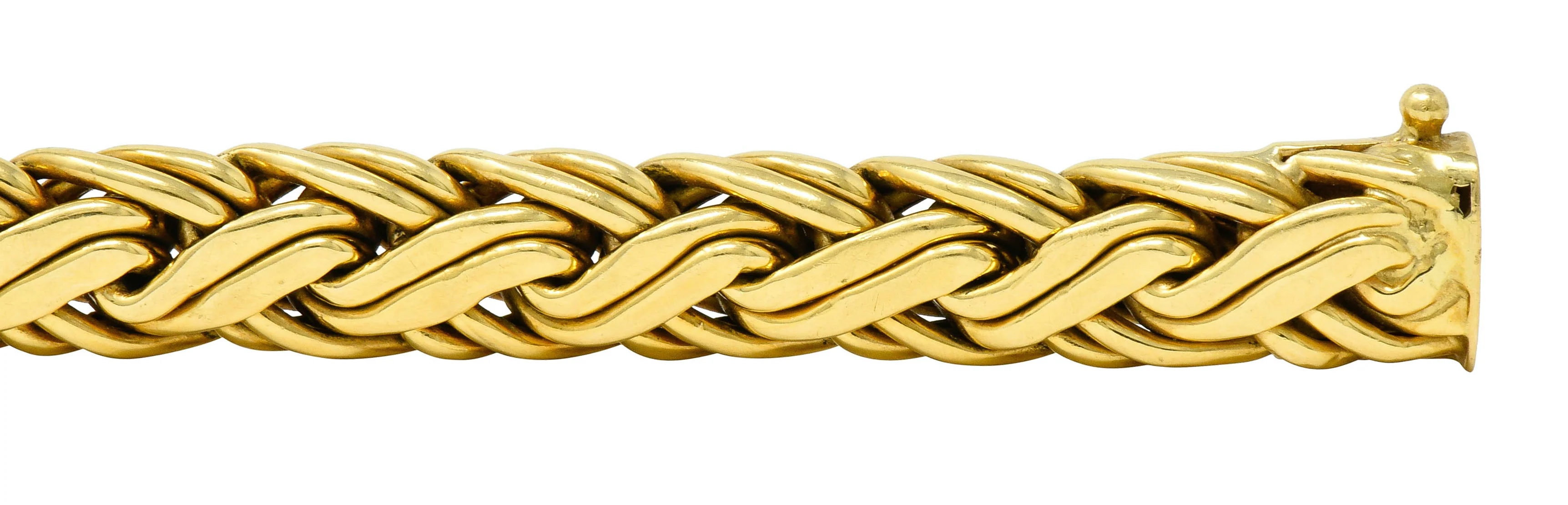 Tiffany & Co. 1980's Vintage 18 Karat Gold Wheat Chain Bracelet - Image 9