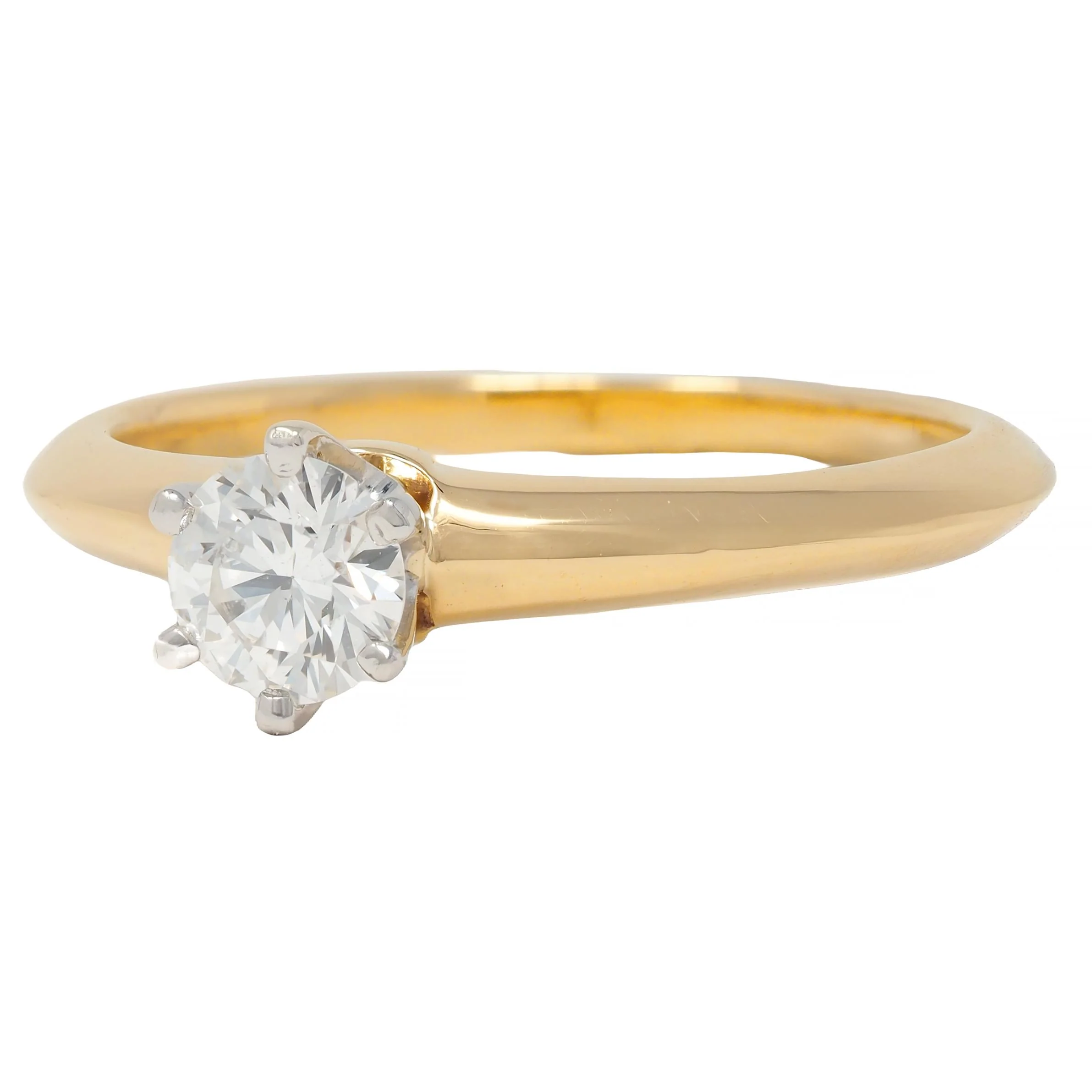 Tiffany & Co. 1990's 0.41 CTW Diamond Platinum 18 Karat Yellow Gold Vintage Solitaire Engagement Ring - Image 6