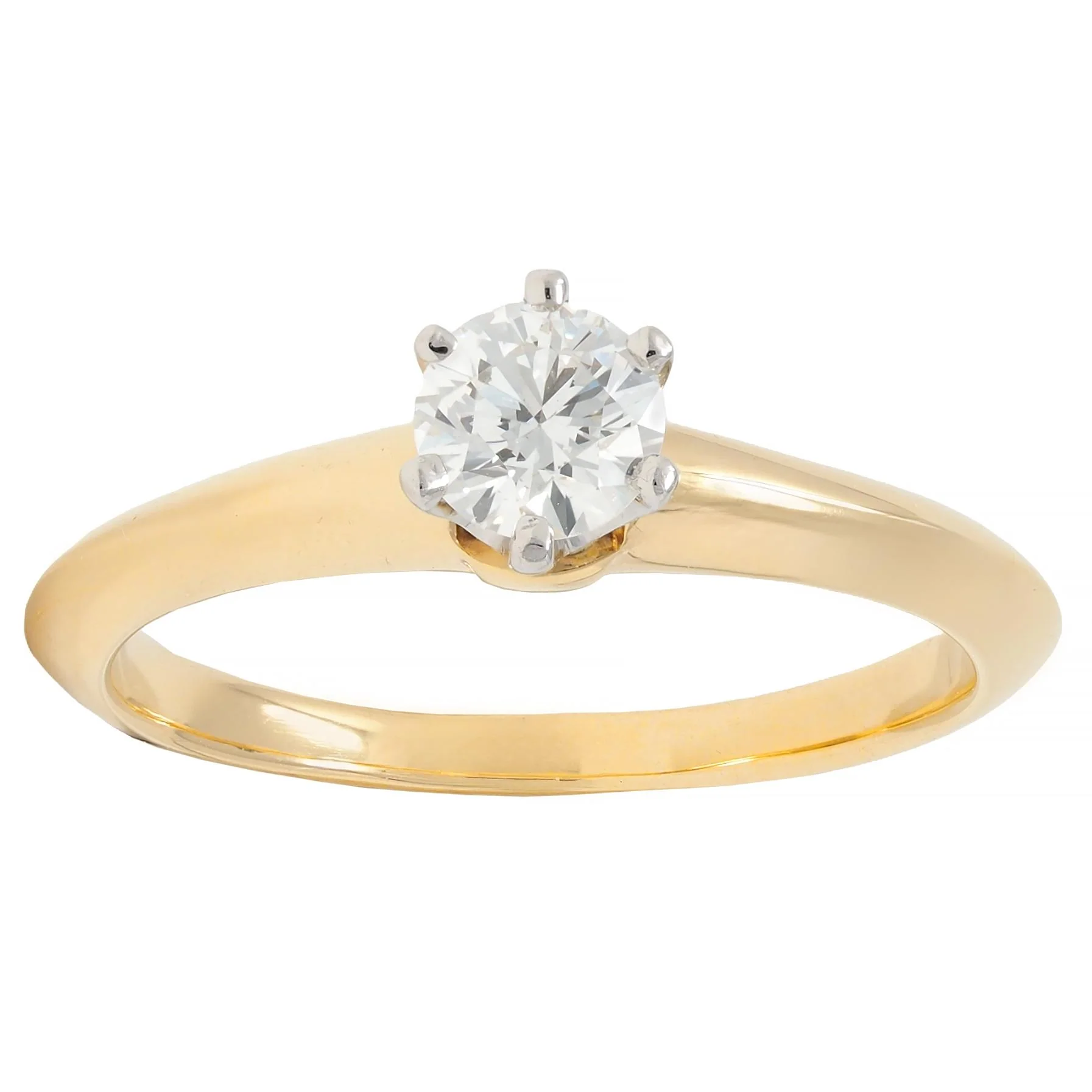 Tiffany & Co. 1990's 0.41 CTW Diamond Platinum 18 Karat Yellow Gold Vintage Solitaire Engagement Ring - Image 8