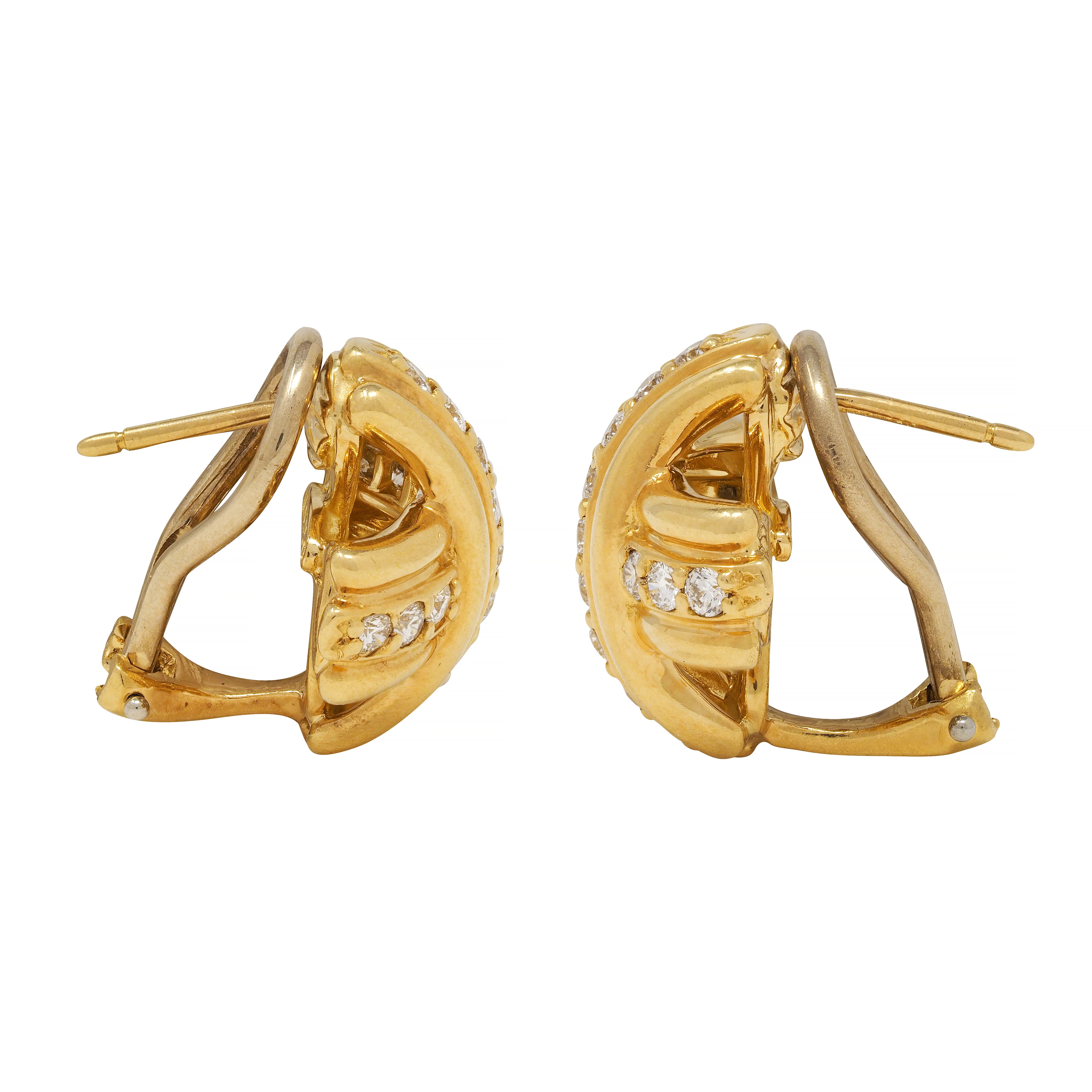 Tiffany & Co. 1990's 0.90 CTW Diamond 18 Karat Yellow Gold Signature X Earrings - Image 2