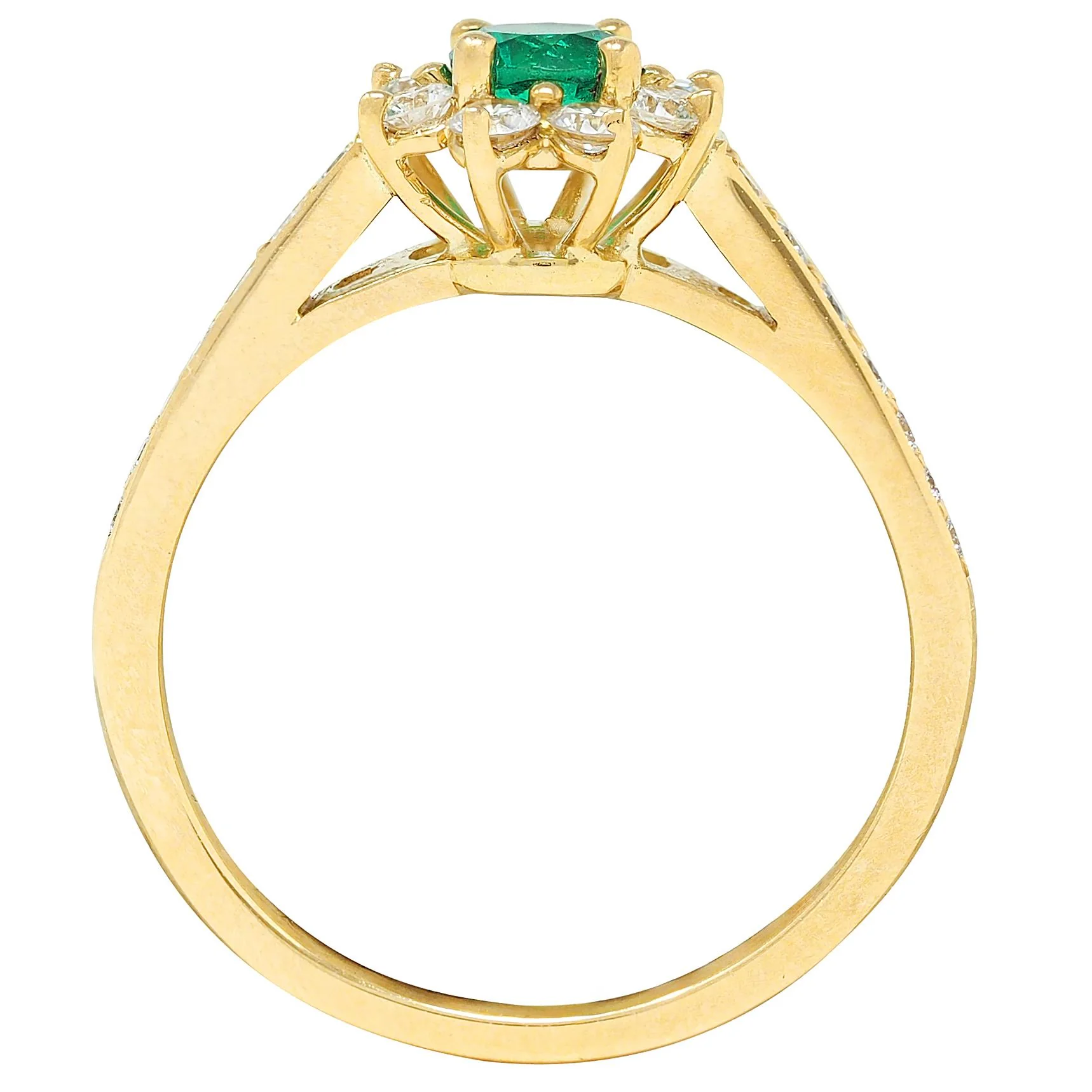 Tiffany & Co. 1990's 0.95 CTW Emerald Diamond 18 Karat Yellow Gold Vintage Cluster Ring - Image 5