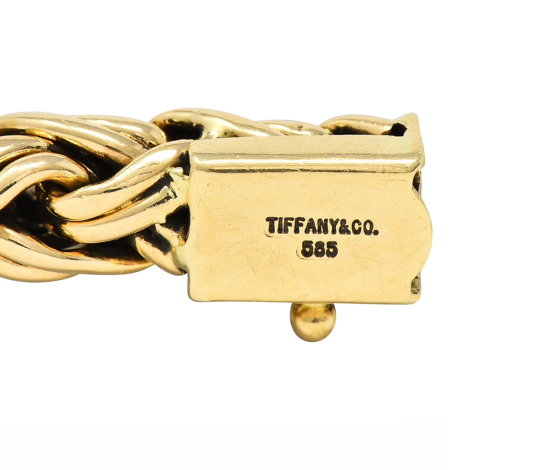 Tiffany & Co. 1990's 14 Karat Yellow Gold Russian Weave Vintage Chain Bracelet - Image 12