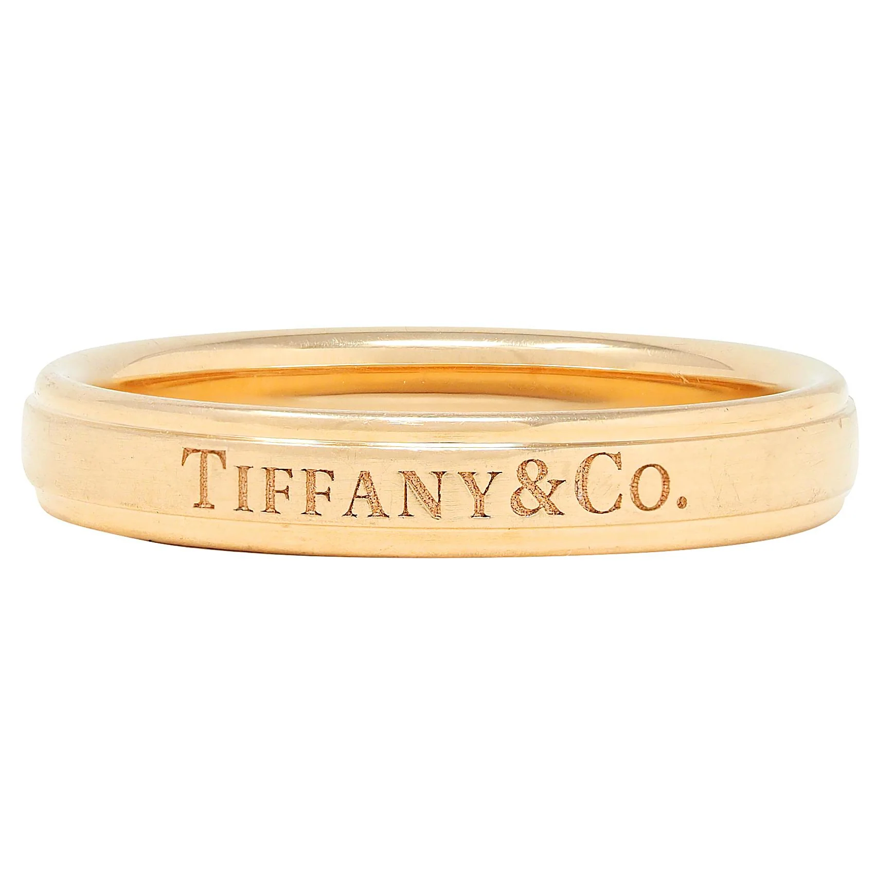 Tiffany & Co. 1990's 18 Karat Yellow Gold Vintage Logo Wedding Band Ring
