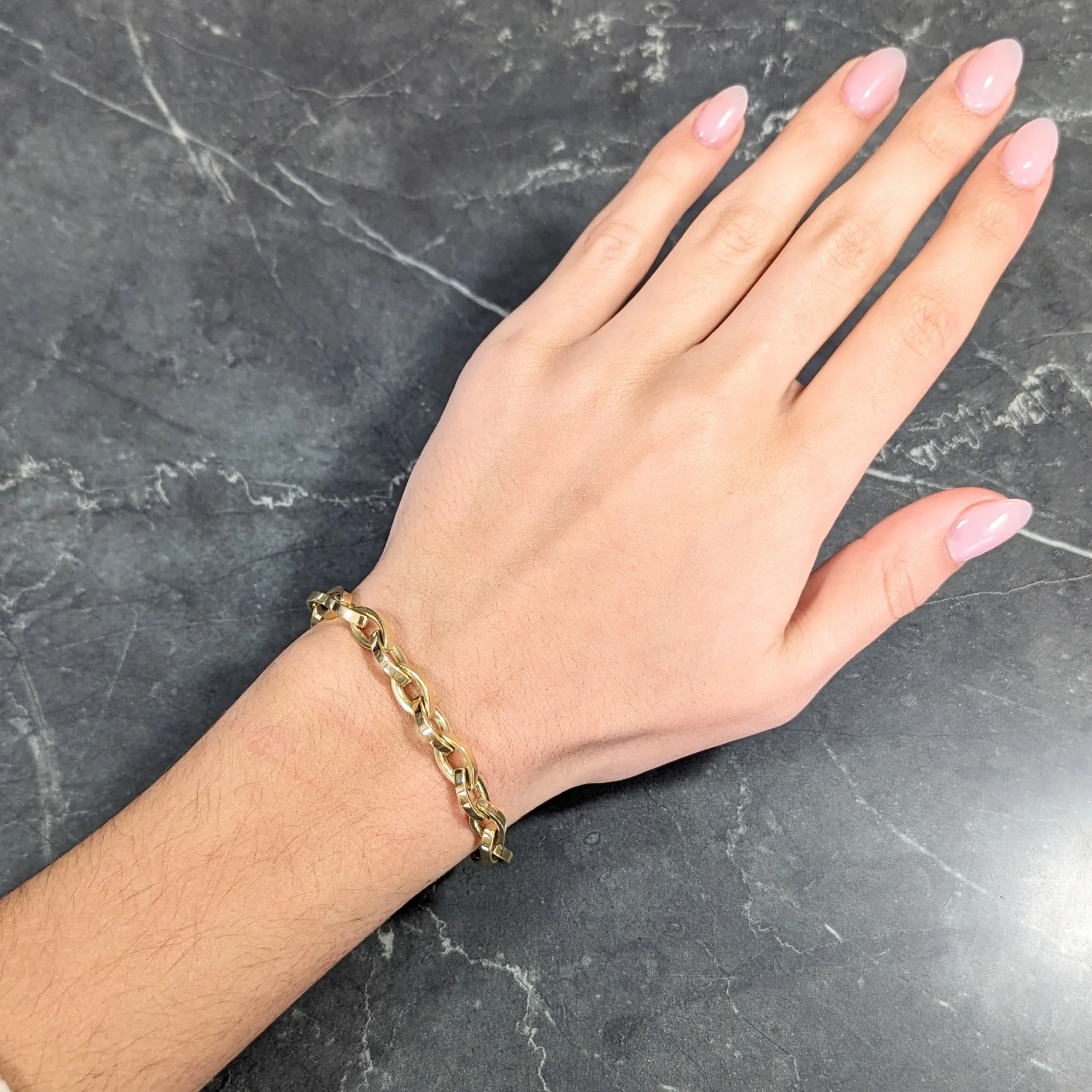 Tiffany & Co. 1990's 18 Karat Yellow Gold Vintage Marquise Link Bracelet - Image 13