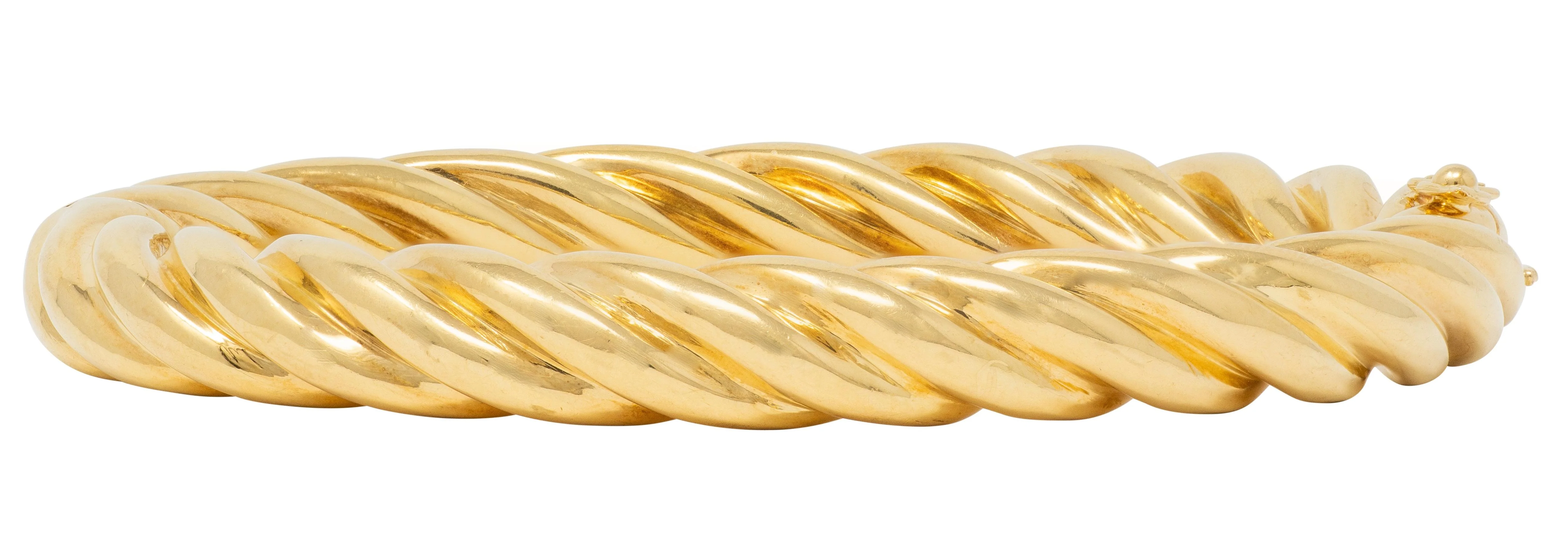 Tiffany & Co. 1990's 18 Karat Yellow Gold Vintage Twist Bangle Bracelet - Image 4