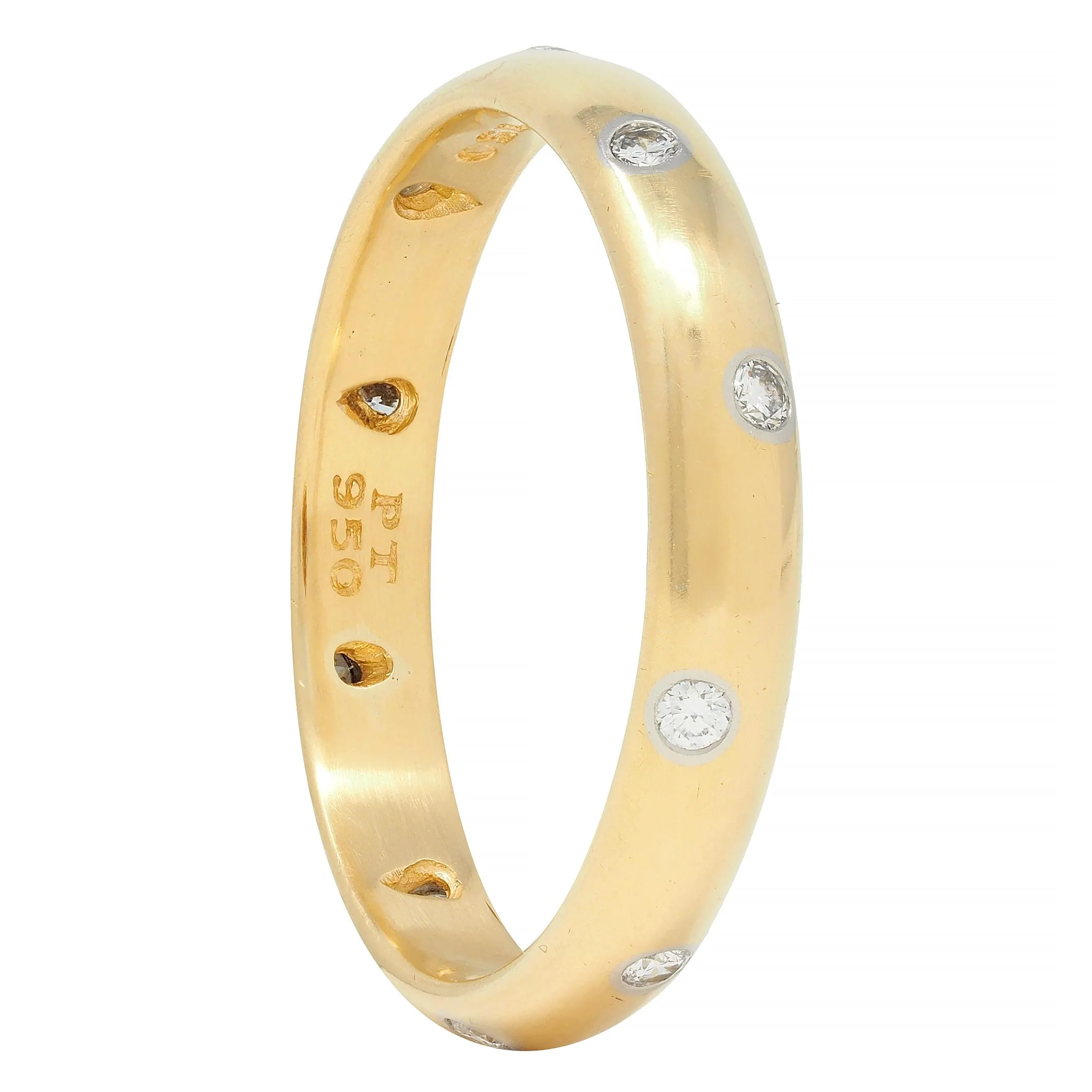 Tiffany & Co. 1990's Diamond Platinum 18 Karat Yellow Gold Etoile Band Ring - Image 2