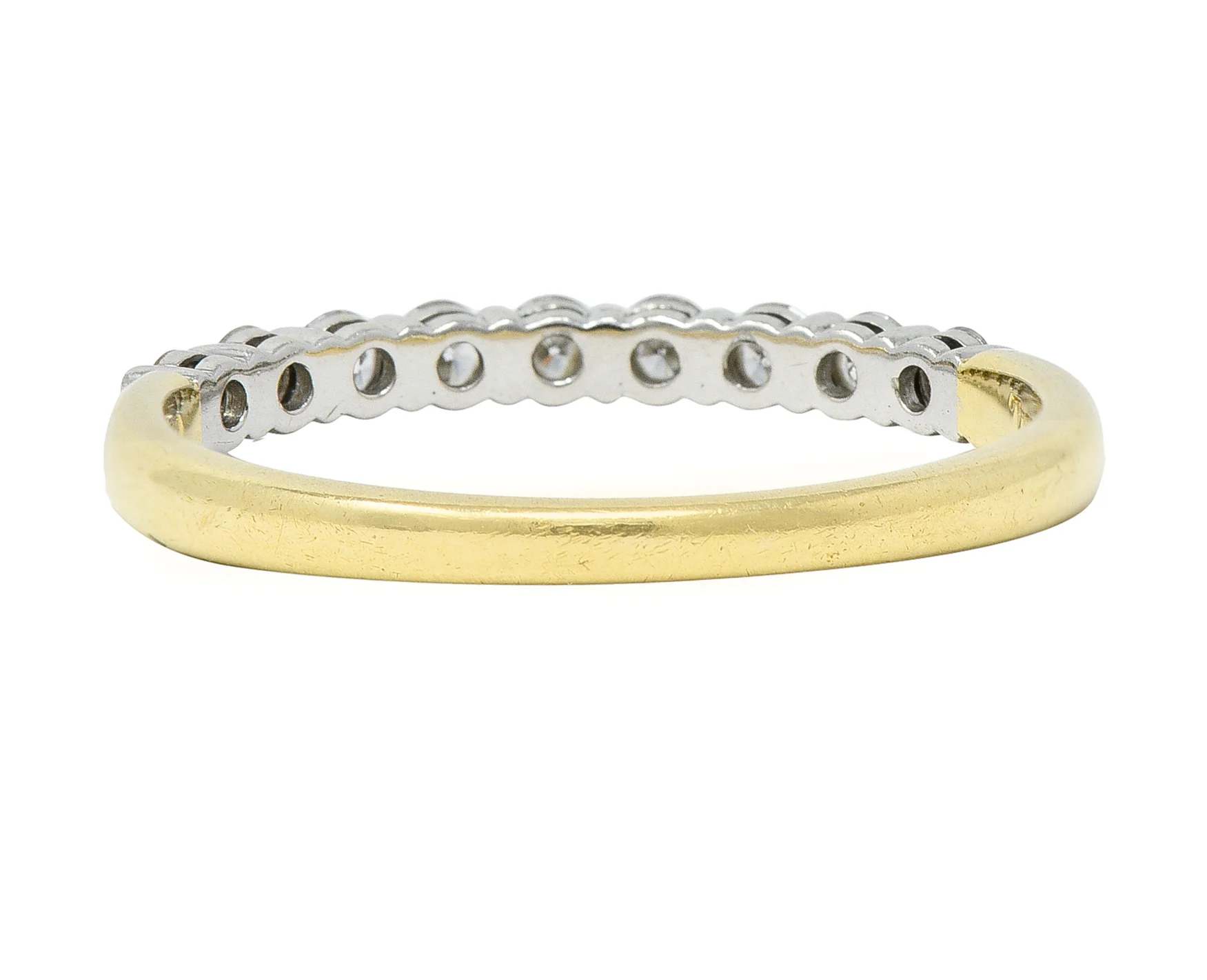 Tiffany & Co. 1990's Diamond Platinum 18 Karat Yellow Gold Vintage Band Ring - Image 4