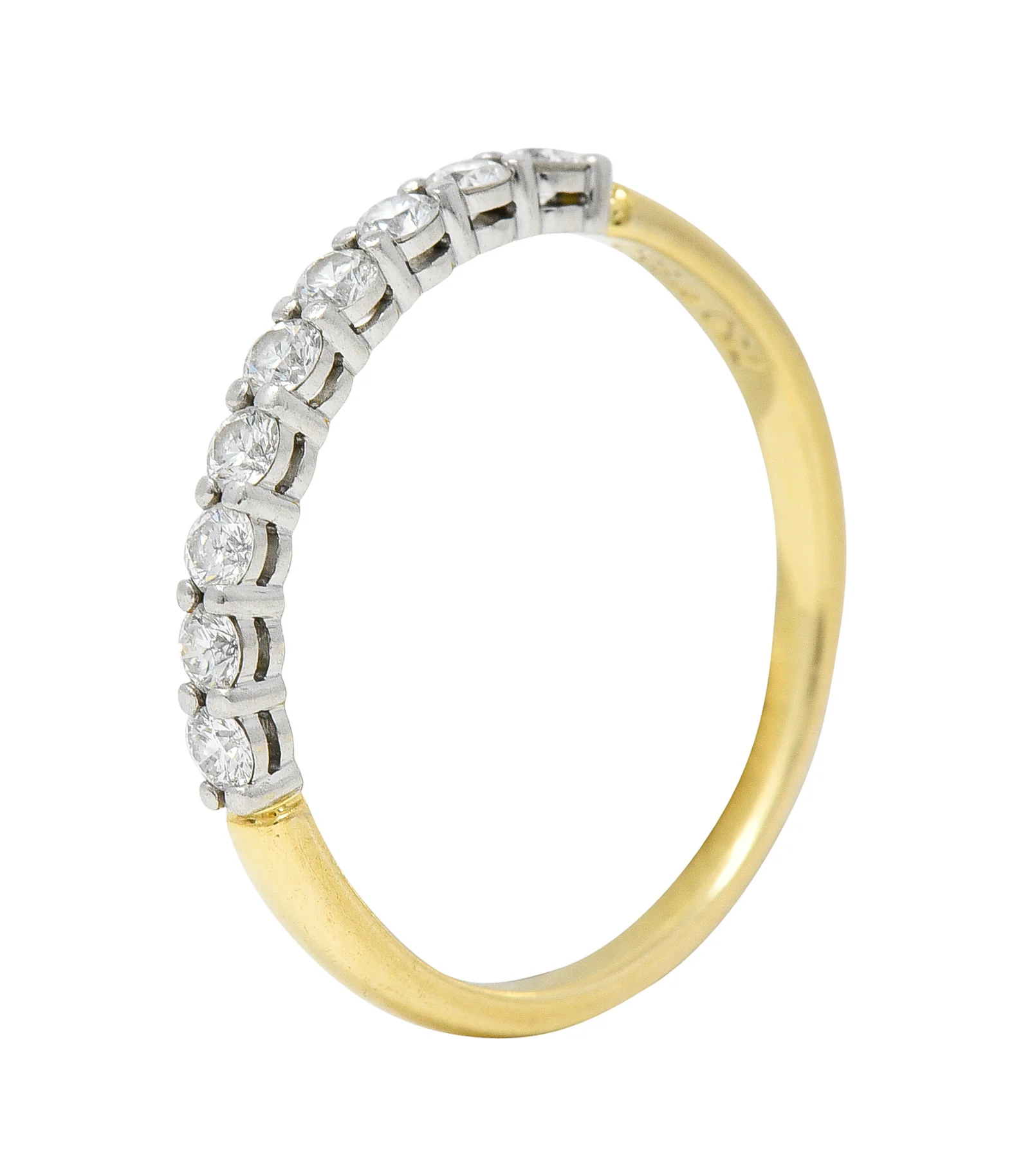 Tiffany & Co. 1990's Diamond Platinum 18 Karat Yellow Gold Vintage Band Ring - Image 8