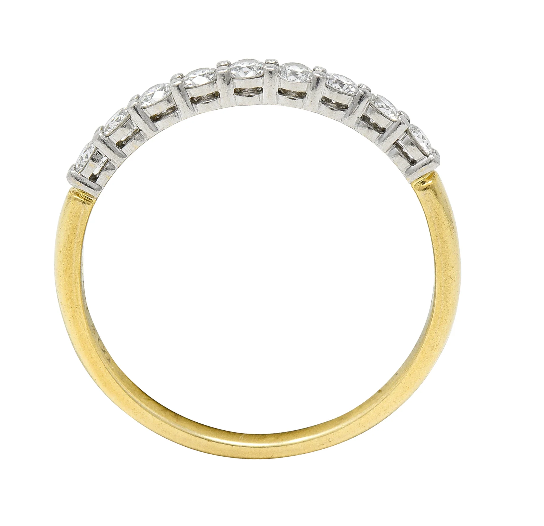 Tiffany & Co. 1990's Diamond Platinum 18 Karat Yellow Gold Vintage Band Ring - Image 9