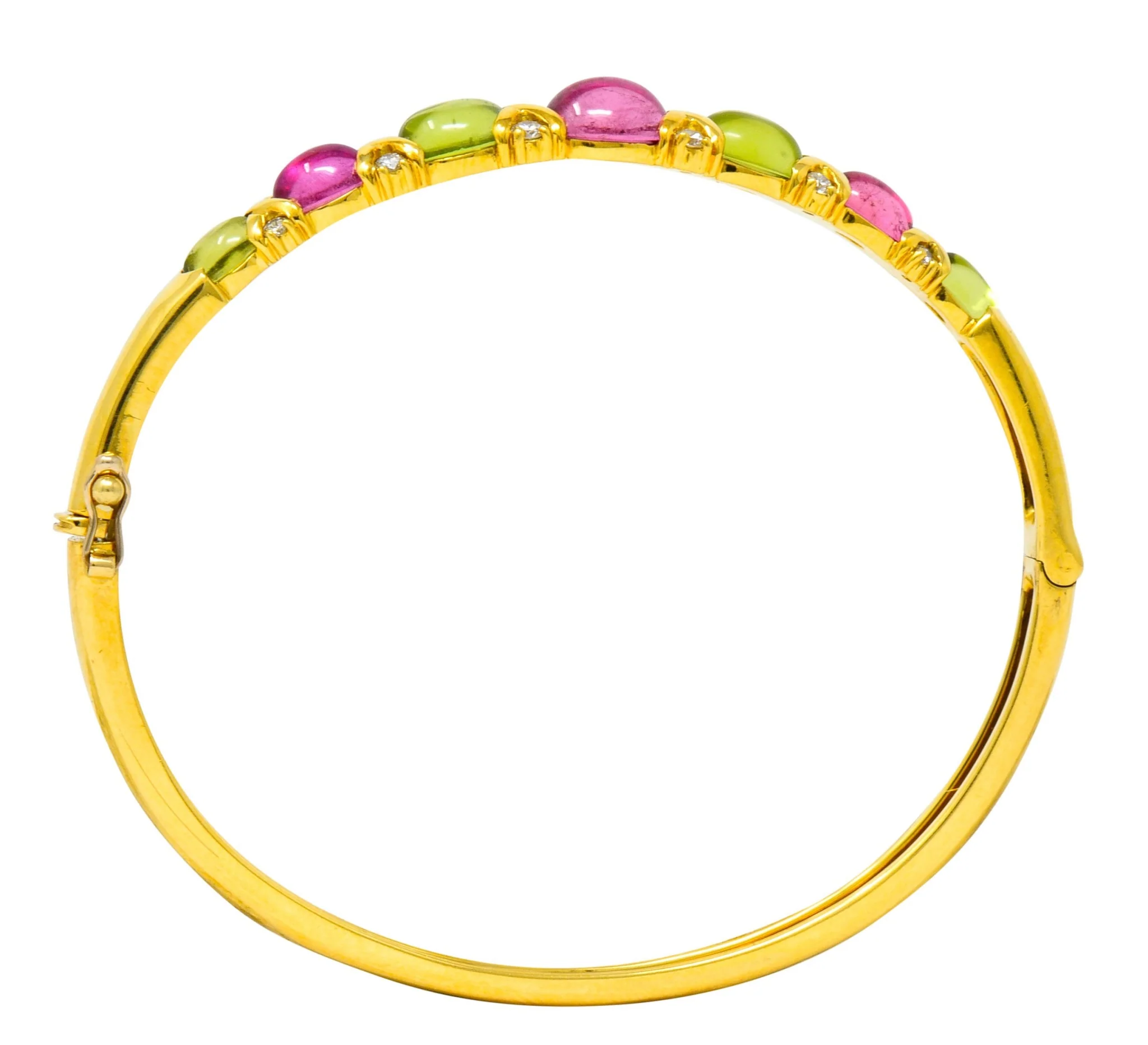 Tiffany & Co. 1990's Vintage Tourmaline Peridot Diamond Bangle Bracelet - Image 5